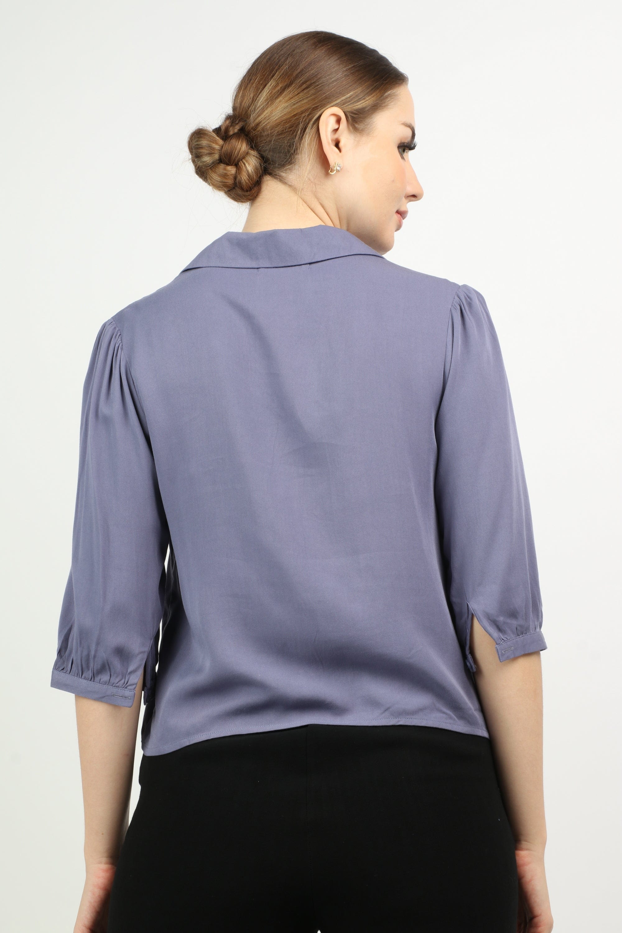 نتشي بلوزة بأزرار أمامية 3/4 كم نسائي