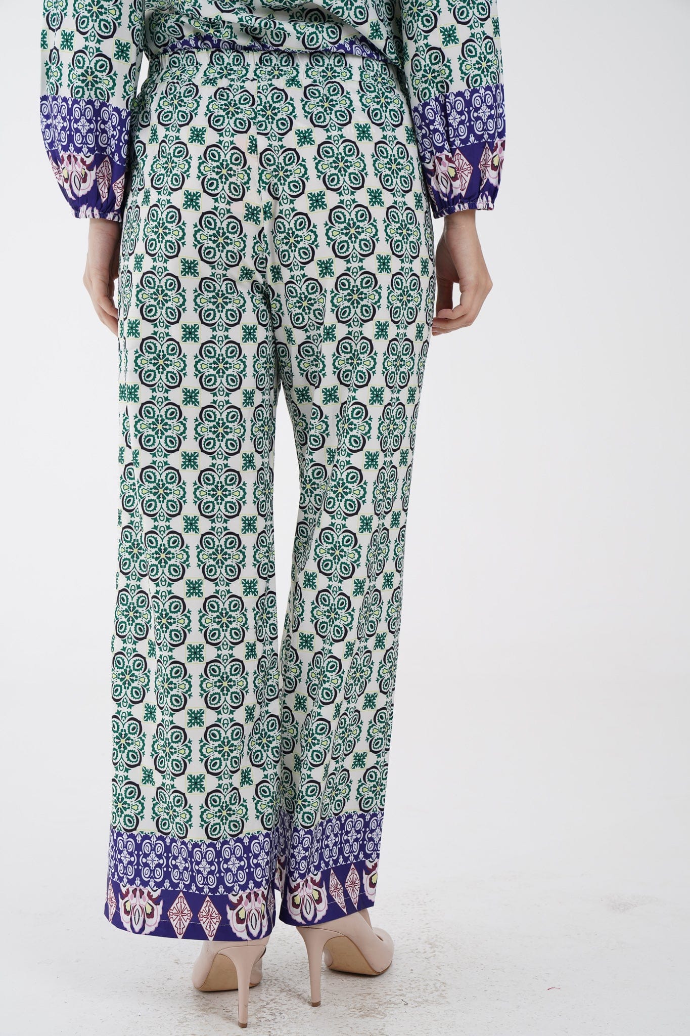 نتشي بنطلون طويل مشجر وسط مرتفع نسائي