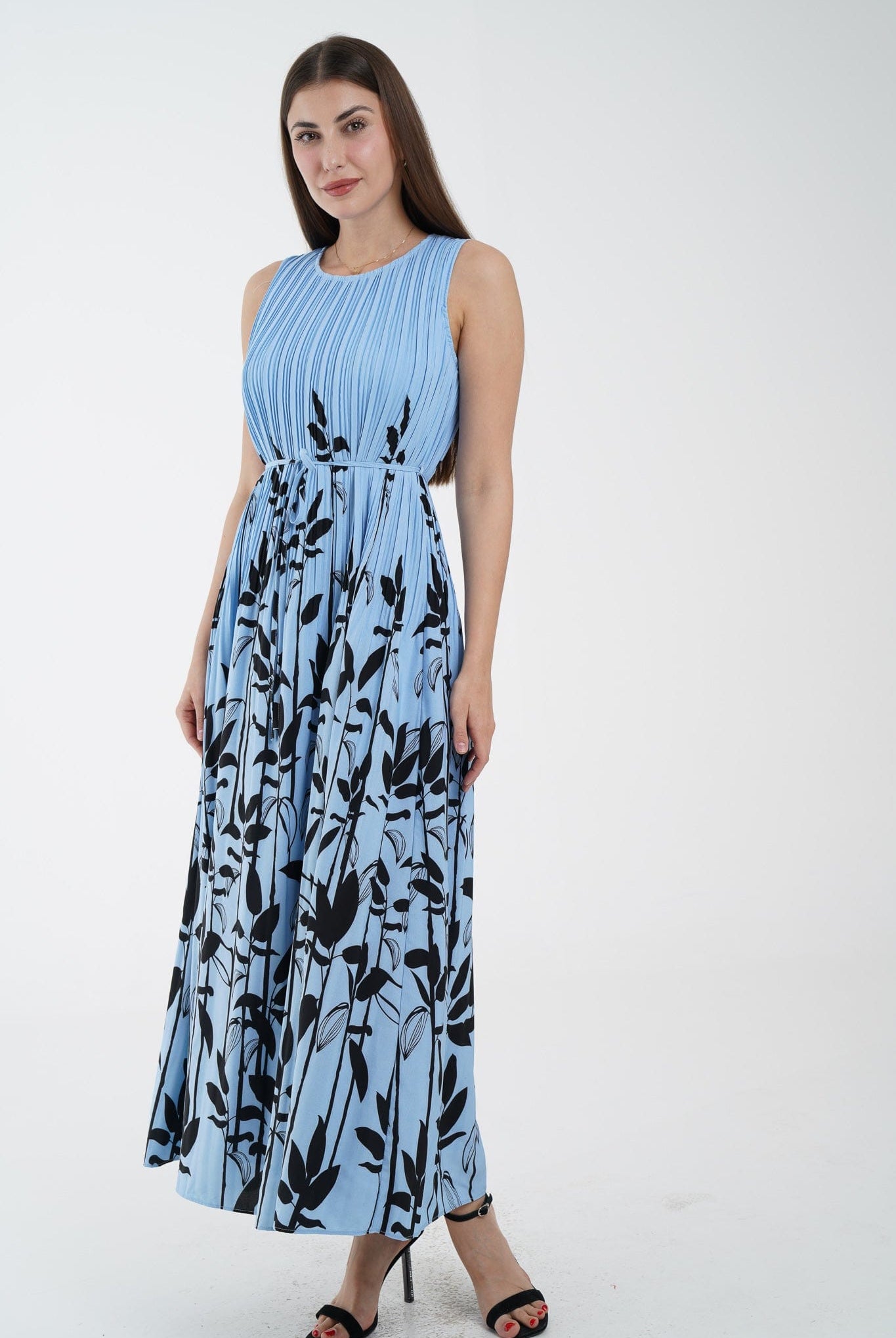 نتشي فستان ماكسي مشجر من أسفل كت نسائي