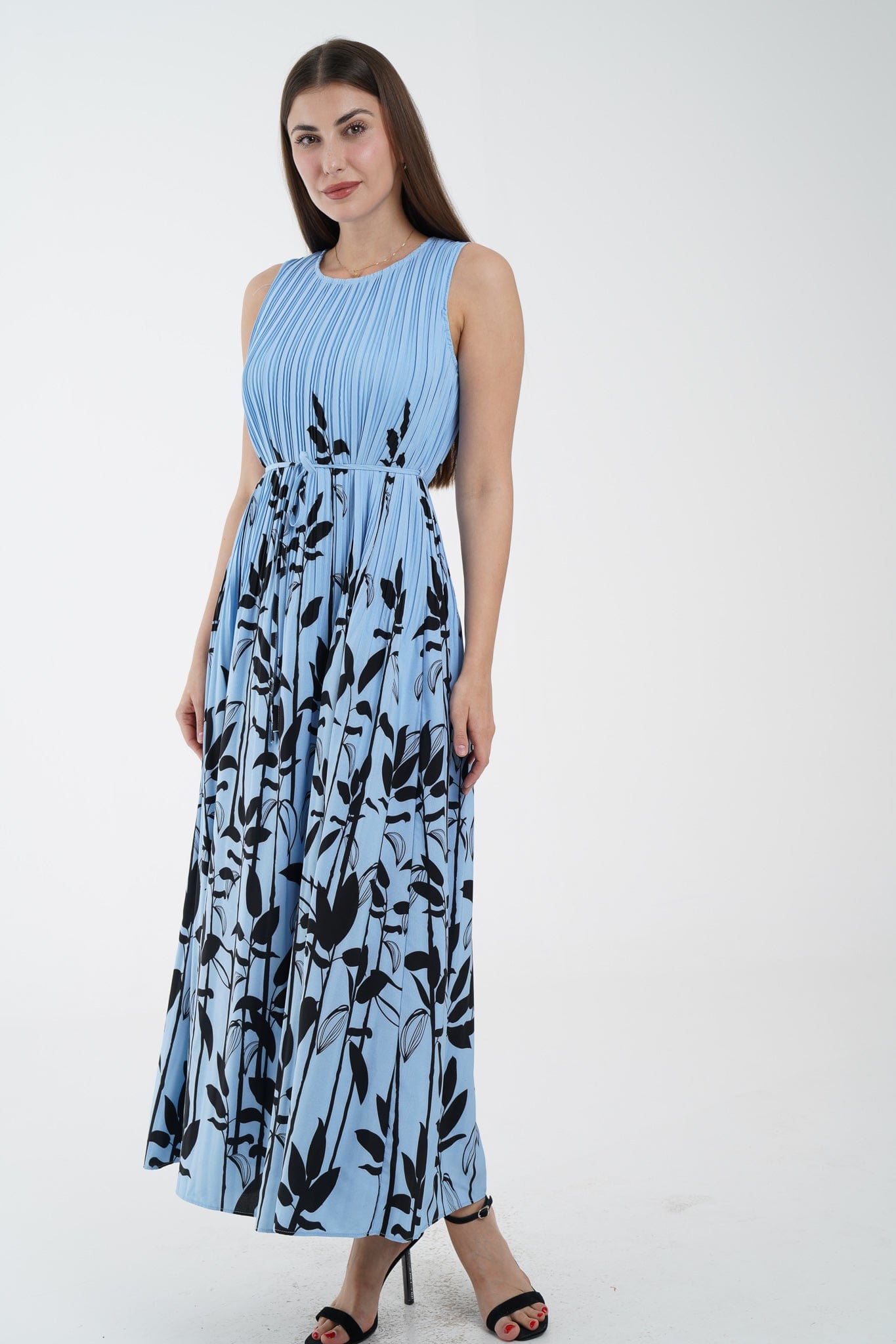 نتشي فستان ماكسي مشجر من أسفل كت نسائي