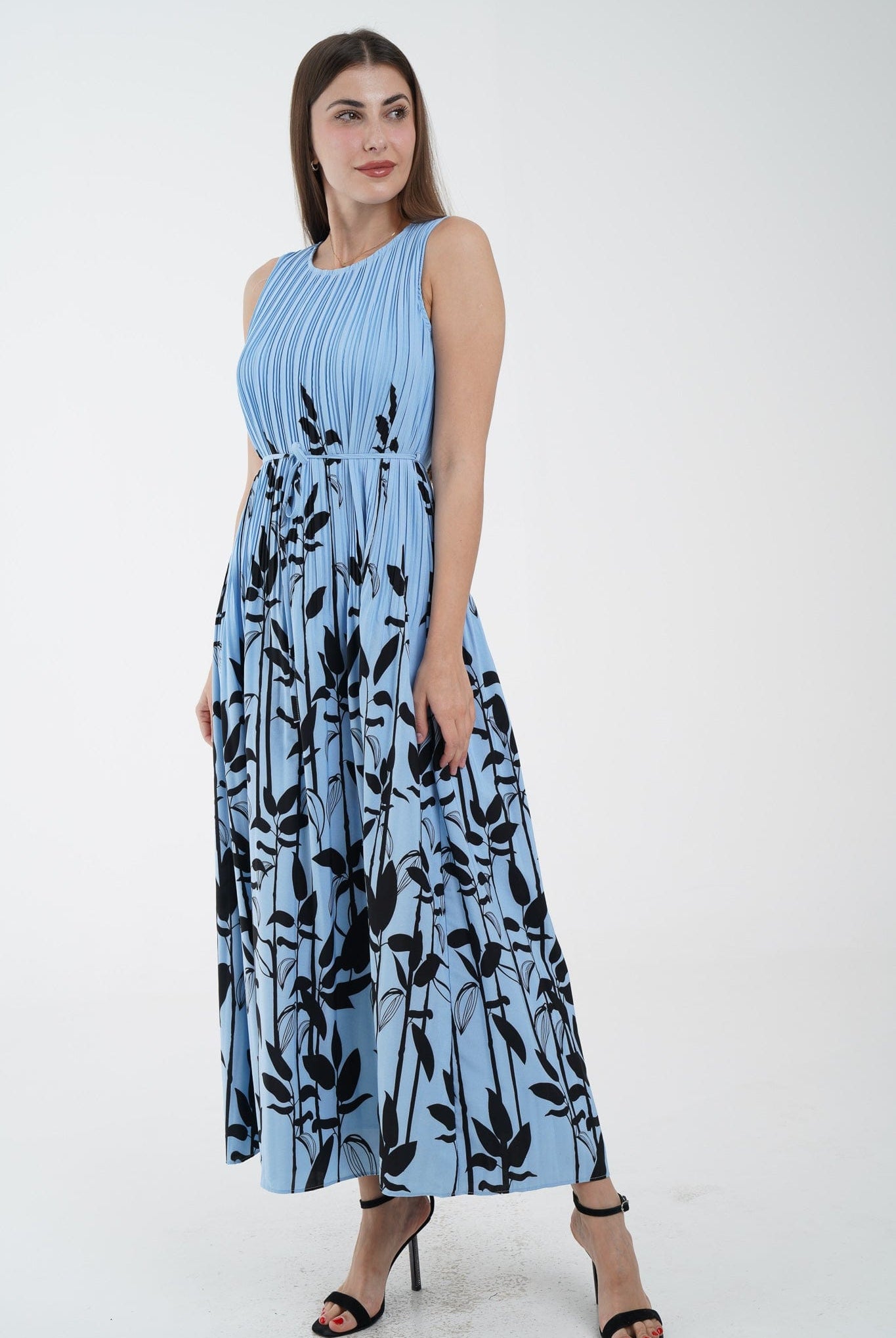 نتشي فستان ماكسي مشجر من أسفل كت نسائي