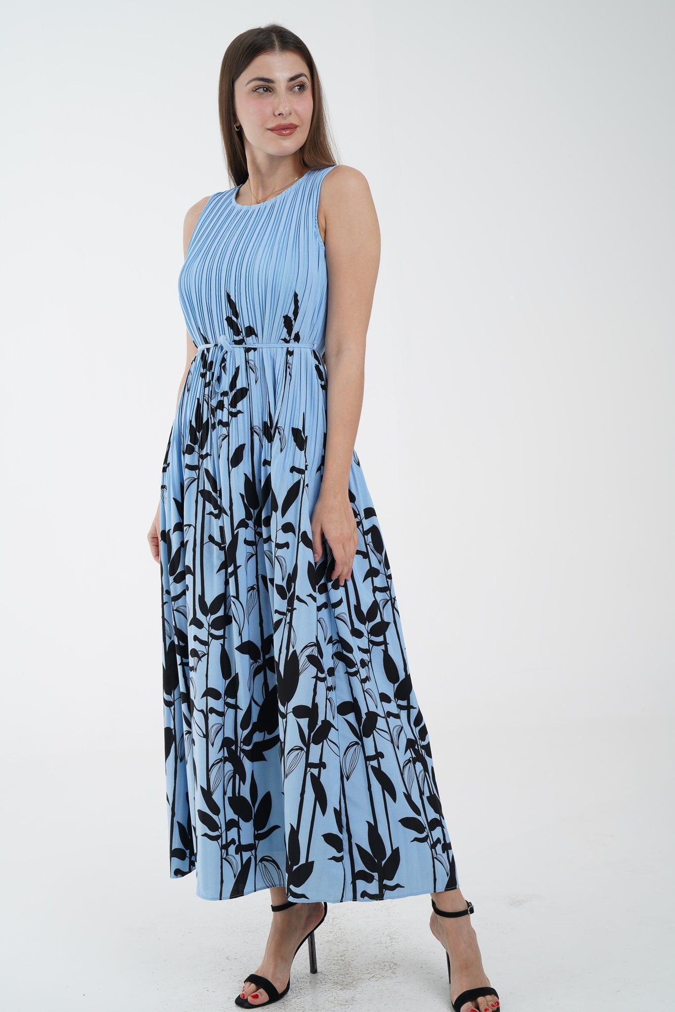 نتشي فستان ماكسي مشجر من أسفل كت نسائي