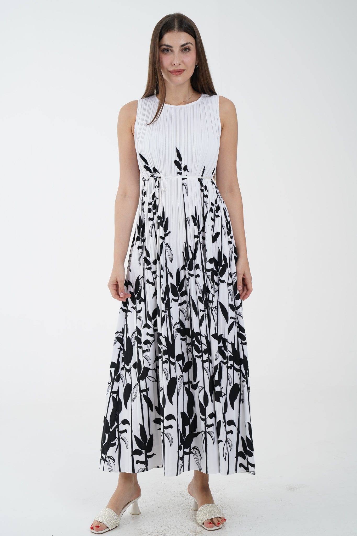 نتشي فستان ماكسي مشجر من أسفل كت نسائي