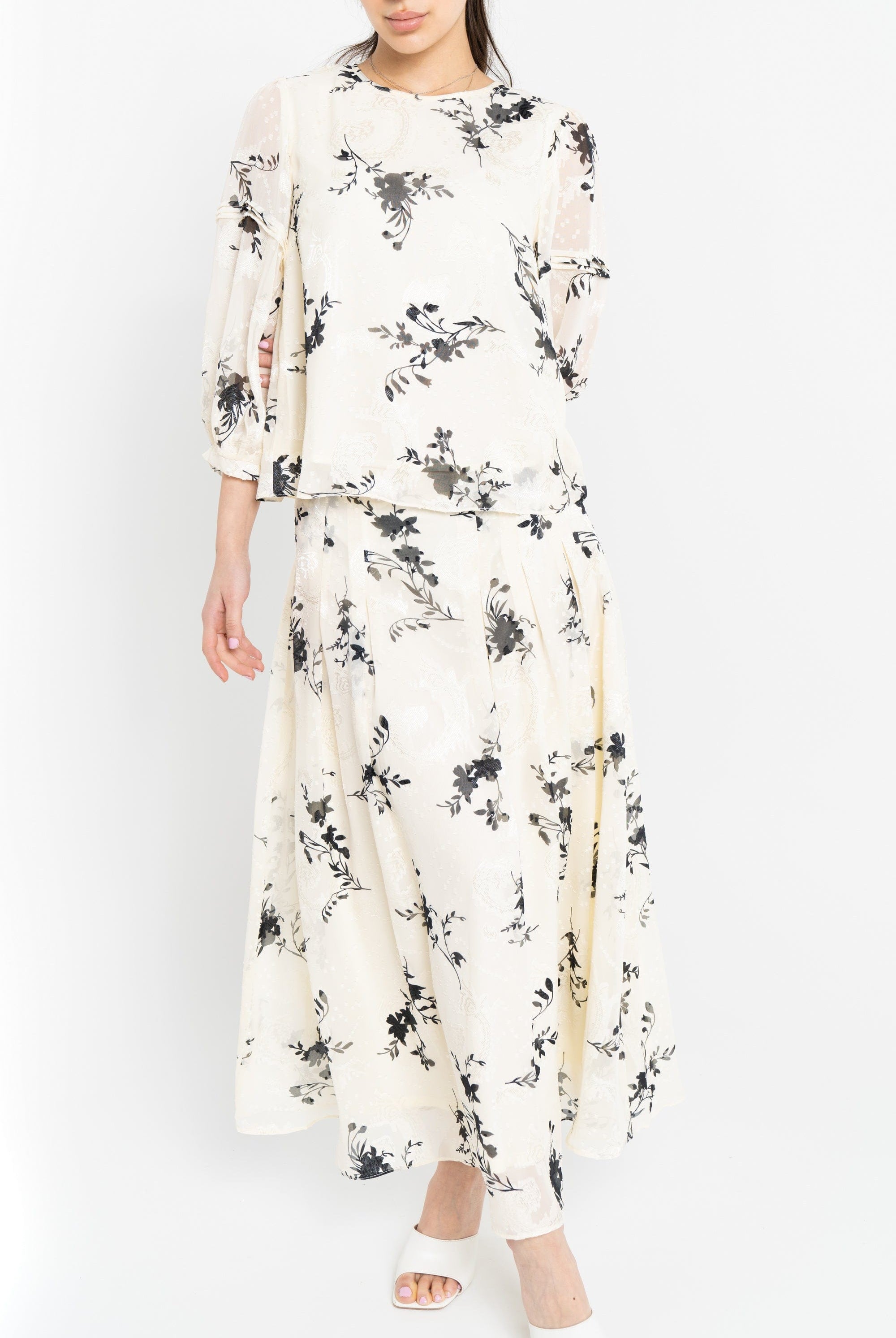 نتشي تنورة ميدي مشجرة كلوش نسائي