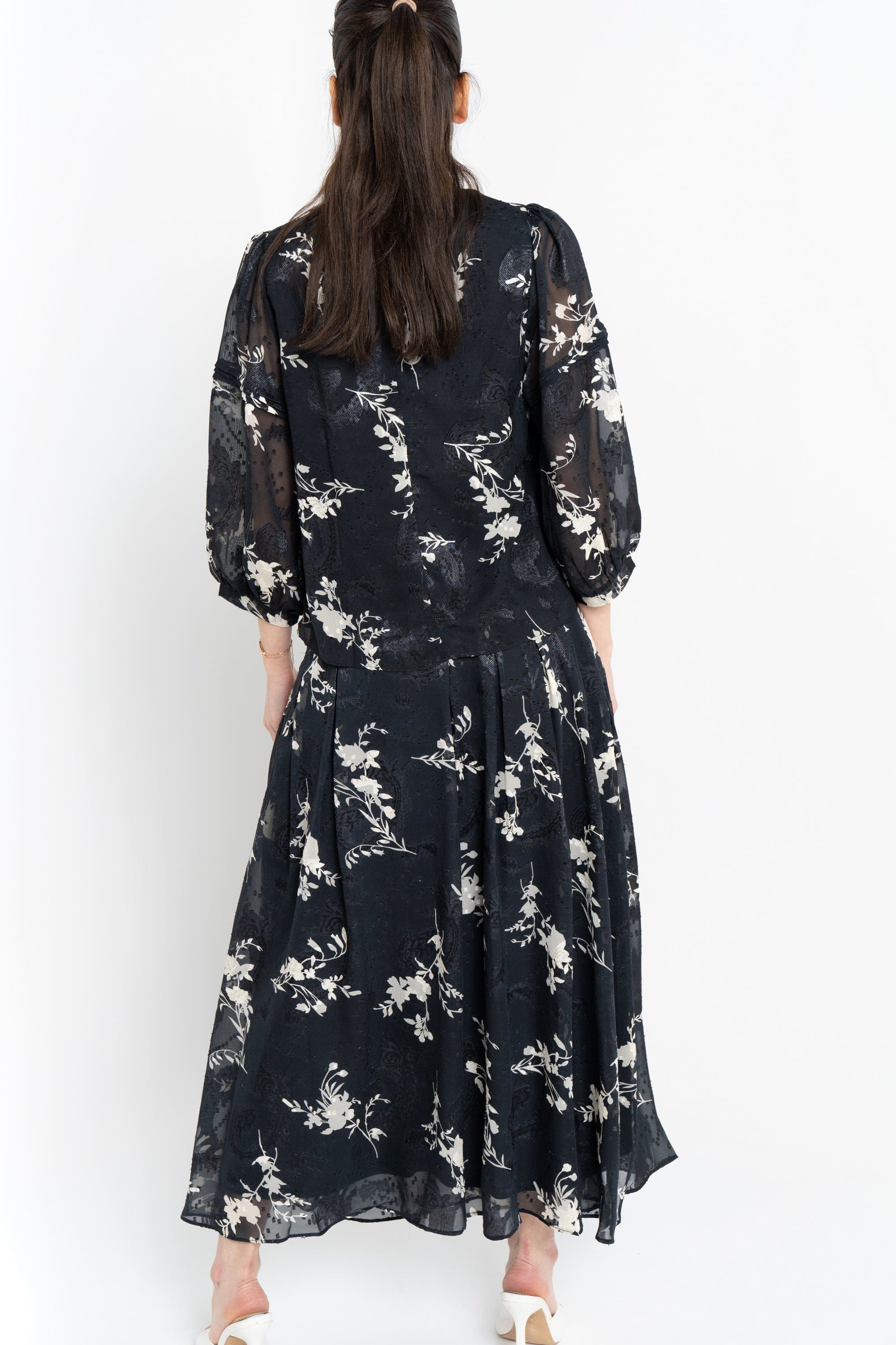 نتشي تنورة ميدي مشجرة كلوش نسائي