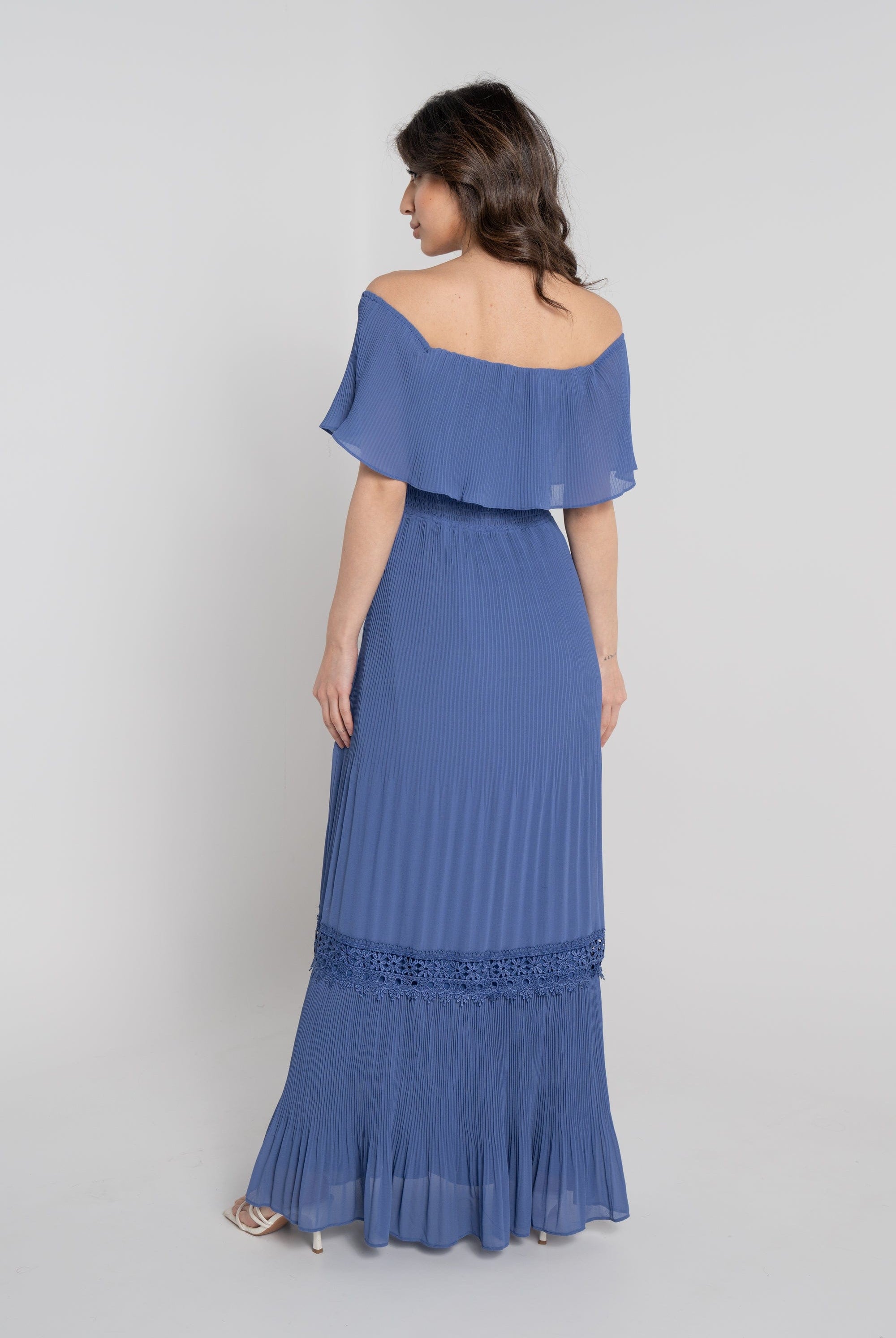 نتشي فستان سادة أوف شولدر طويل نسائي