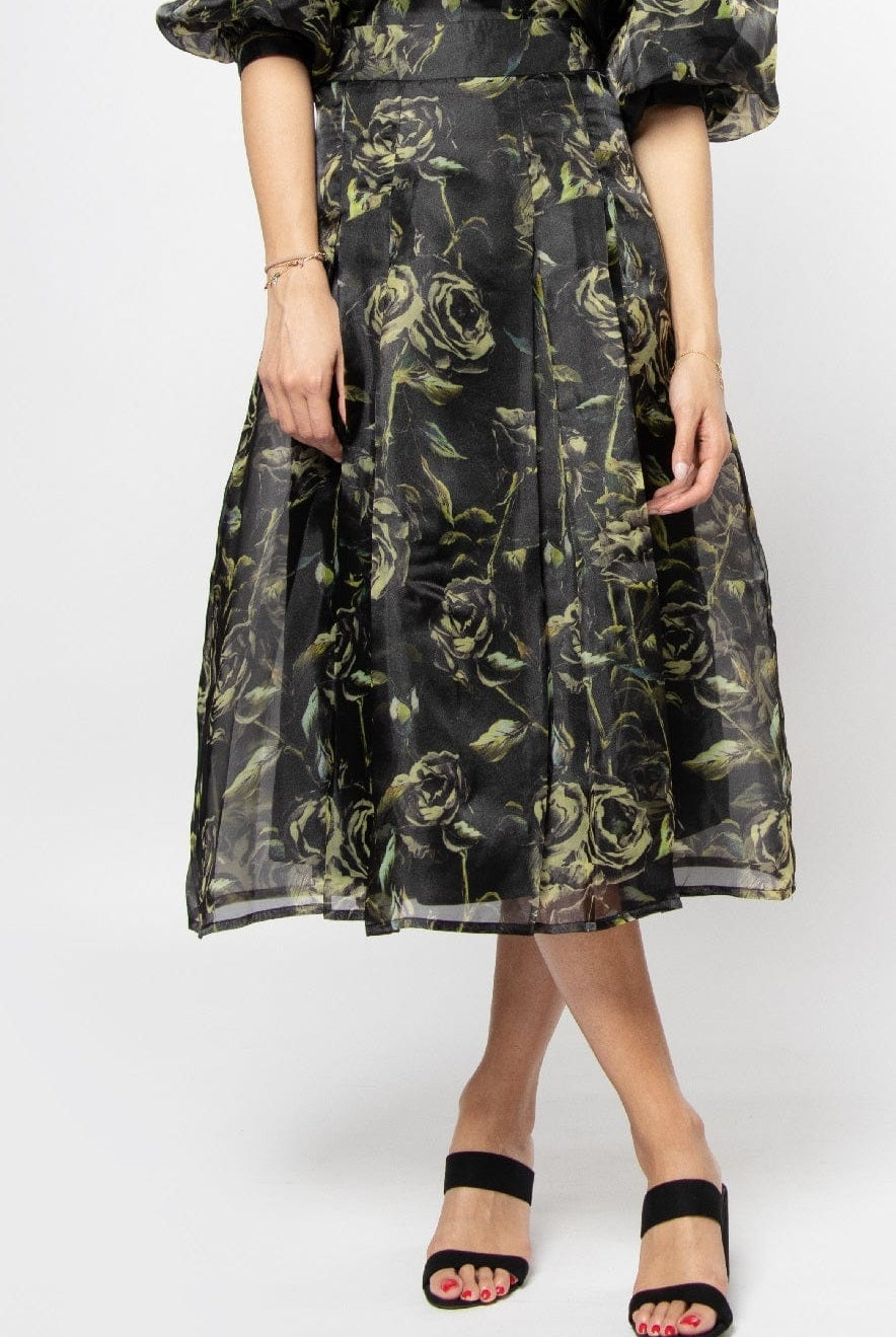 نتشي تنورة ميدي شيفون مشجرة طبقات