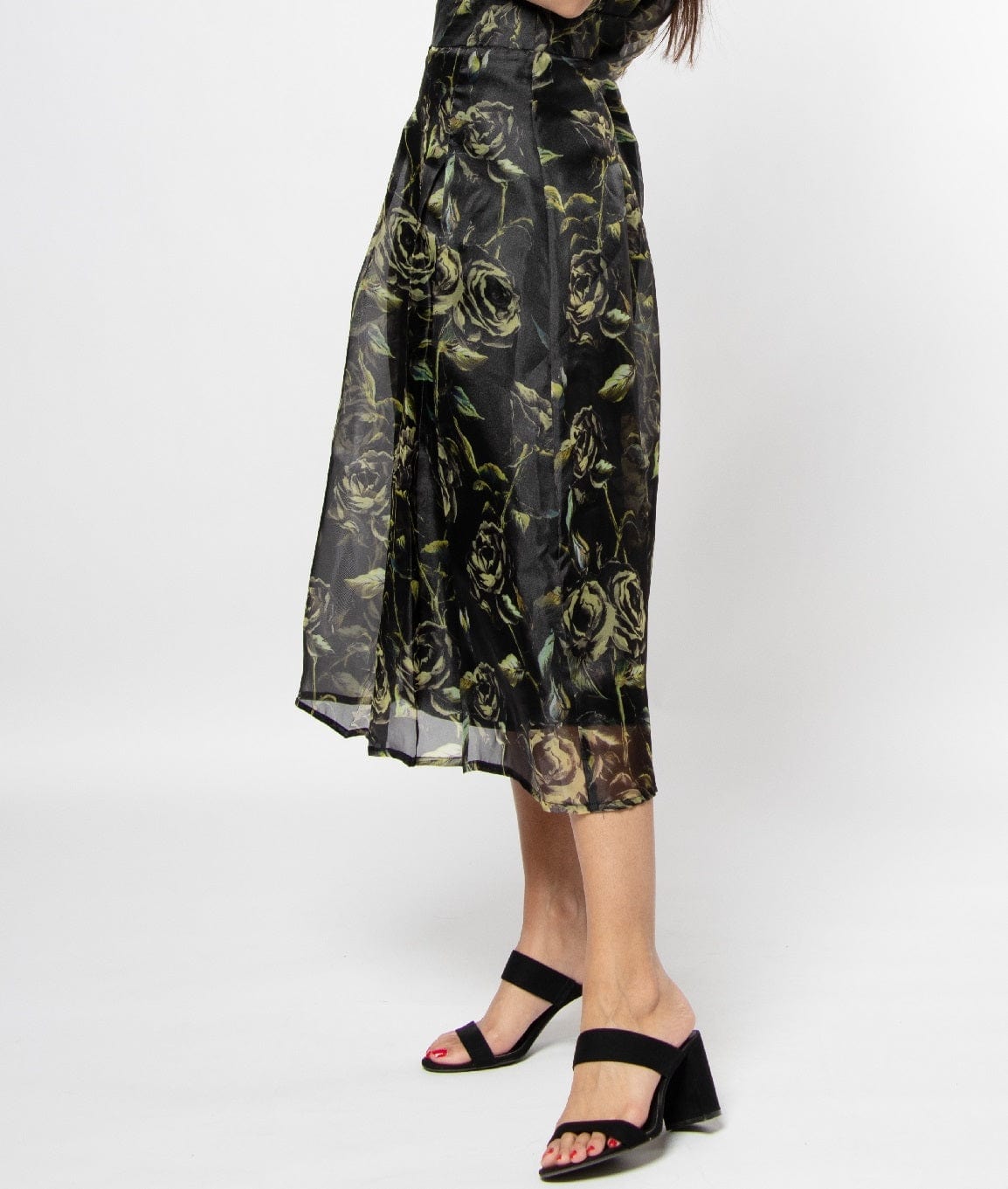 نتشي تنورة ميدي شيفون مشجرة طبقات