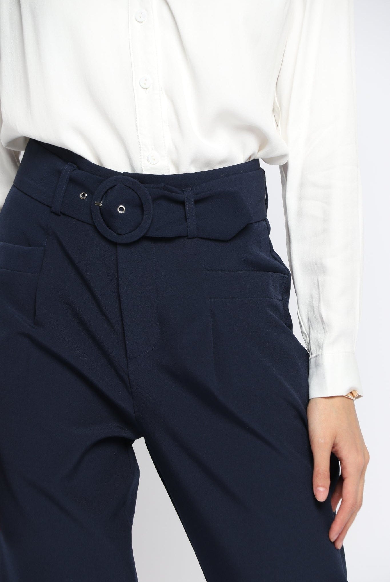 نتشي بنطلون رسمي بحزام كبير طويل نسائي