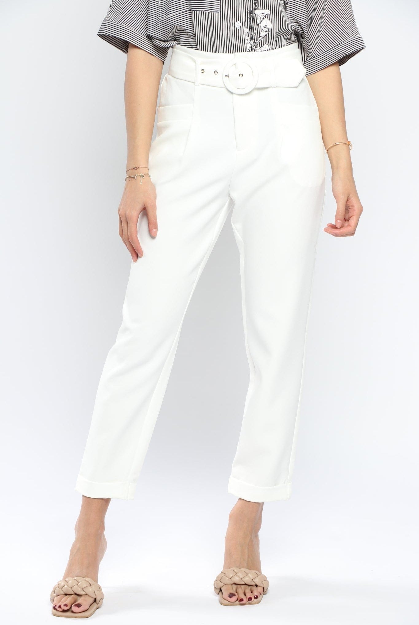 نتشي بنطلون رسمي بحزام كبير طويل نسائي