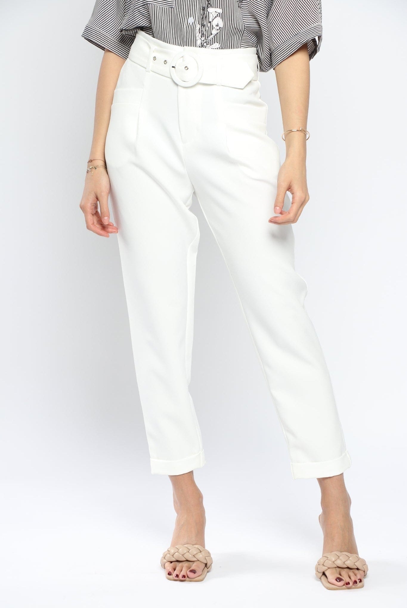 نتشي بنطلون رسمي بحزام كبير طويل نسائي