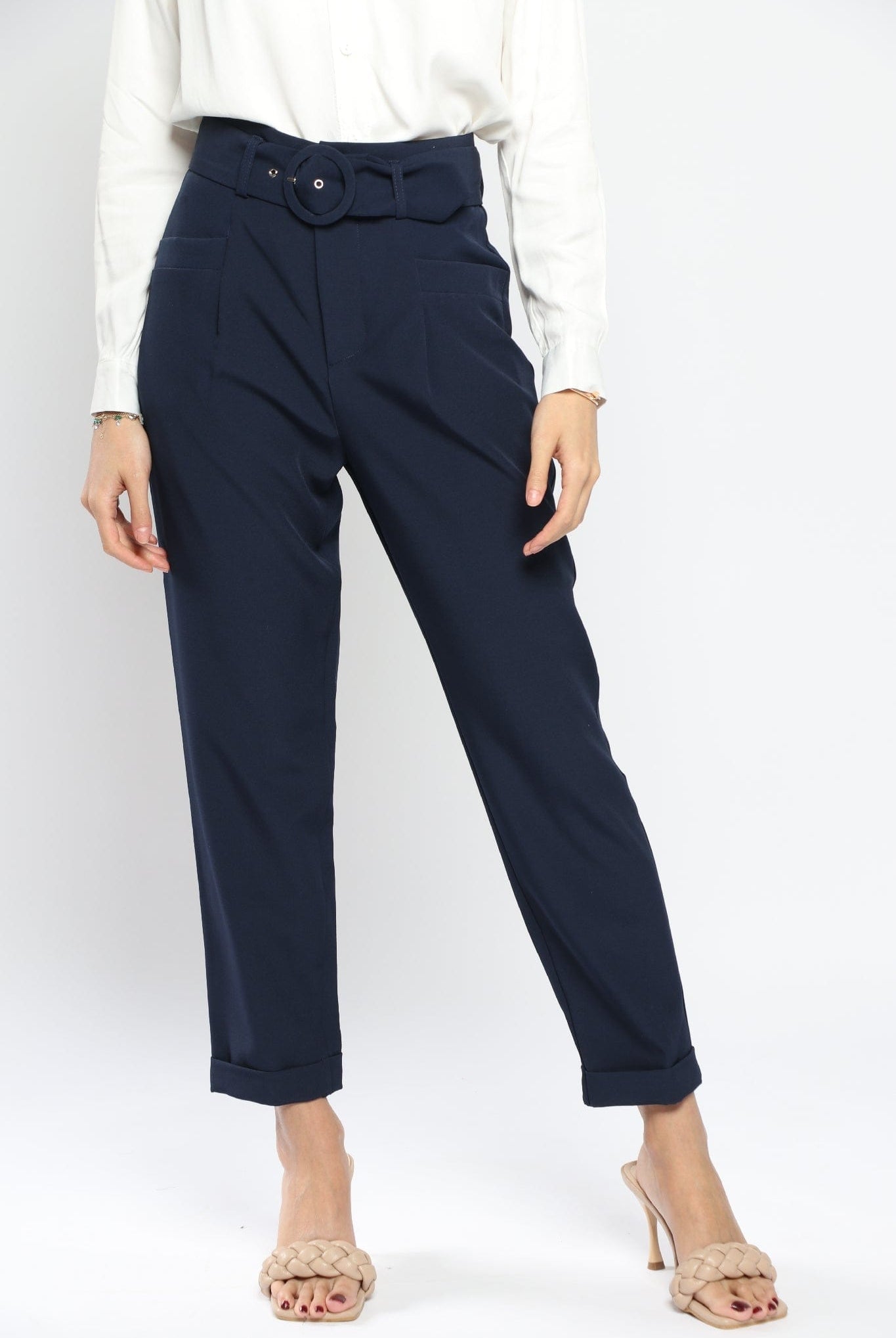 نتشي بنطلون رسمي بحزام كبير طويل نسائي