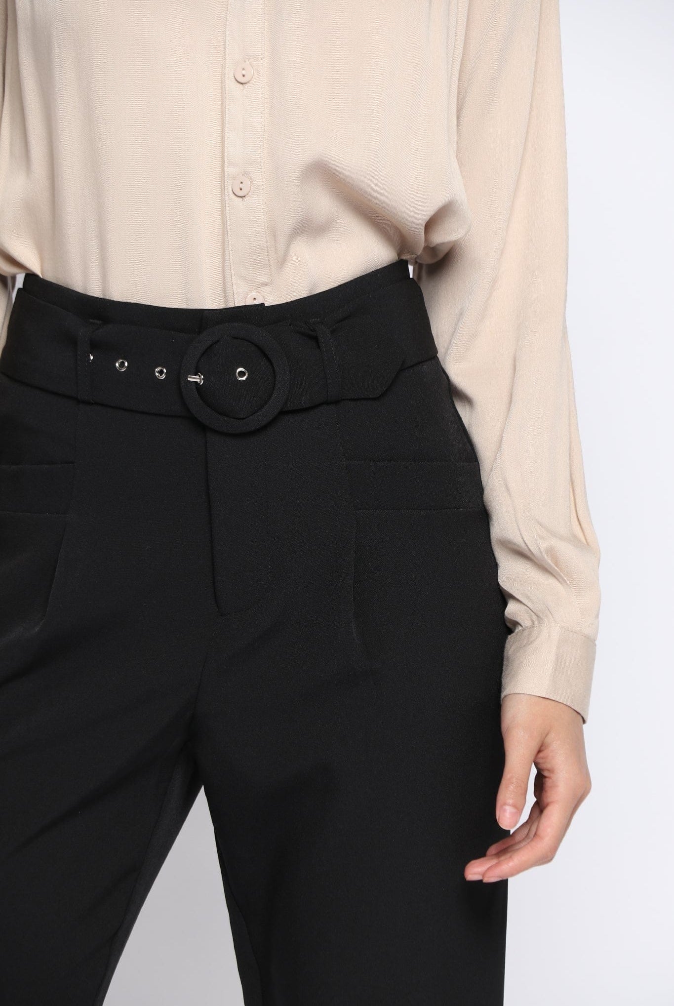 نتشي بنطلون رسمي بحزام كبير طويل نسائي