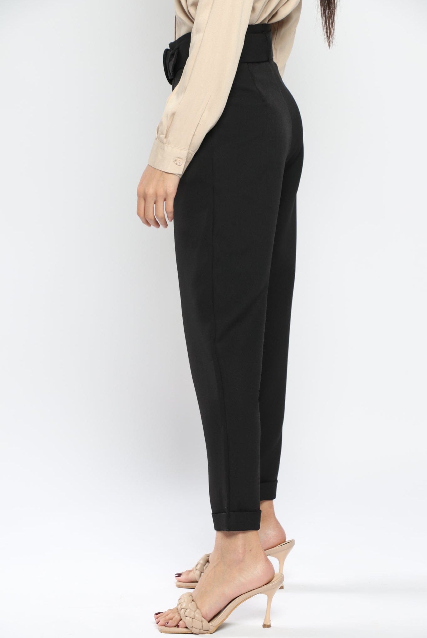 نتشي بنطلون رسمي بحزام كبير طويل نسائي