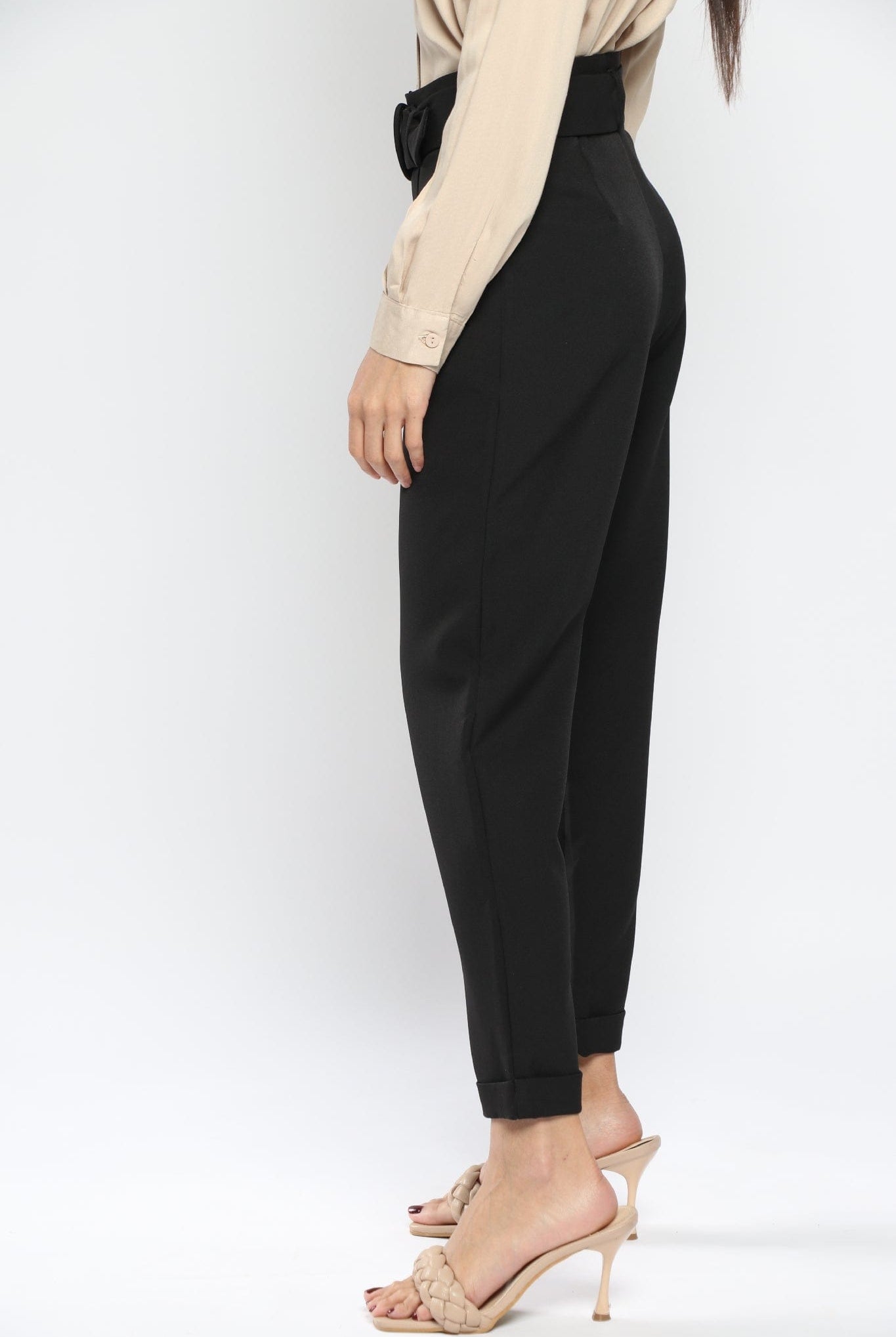 نتشي بنطلون رسمي بحزام كبير طويل نسائي