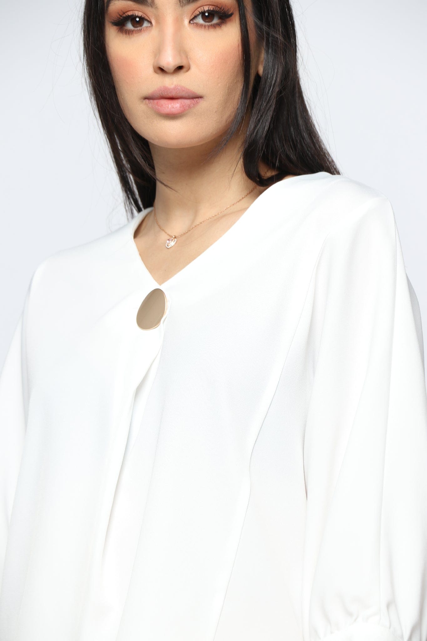 نتشي بلوزة بفتحة دائرية 3/4 كم نسائي