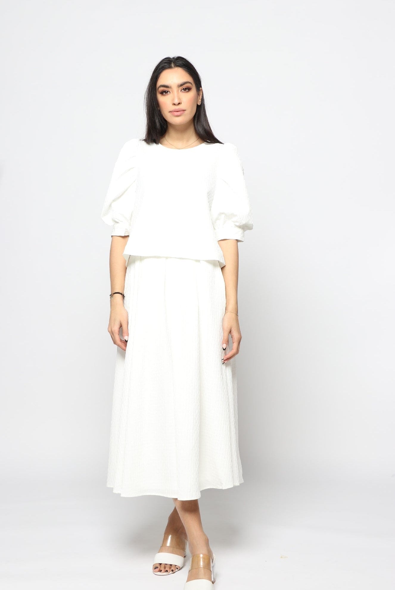 نتشي بلوزة رسمية سادة نص كم بف نسائي