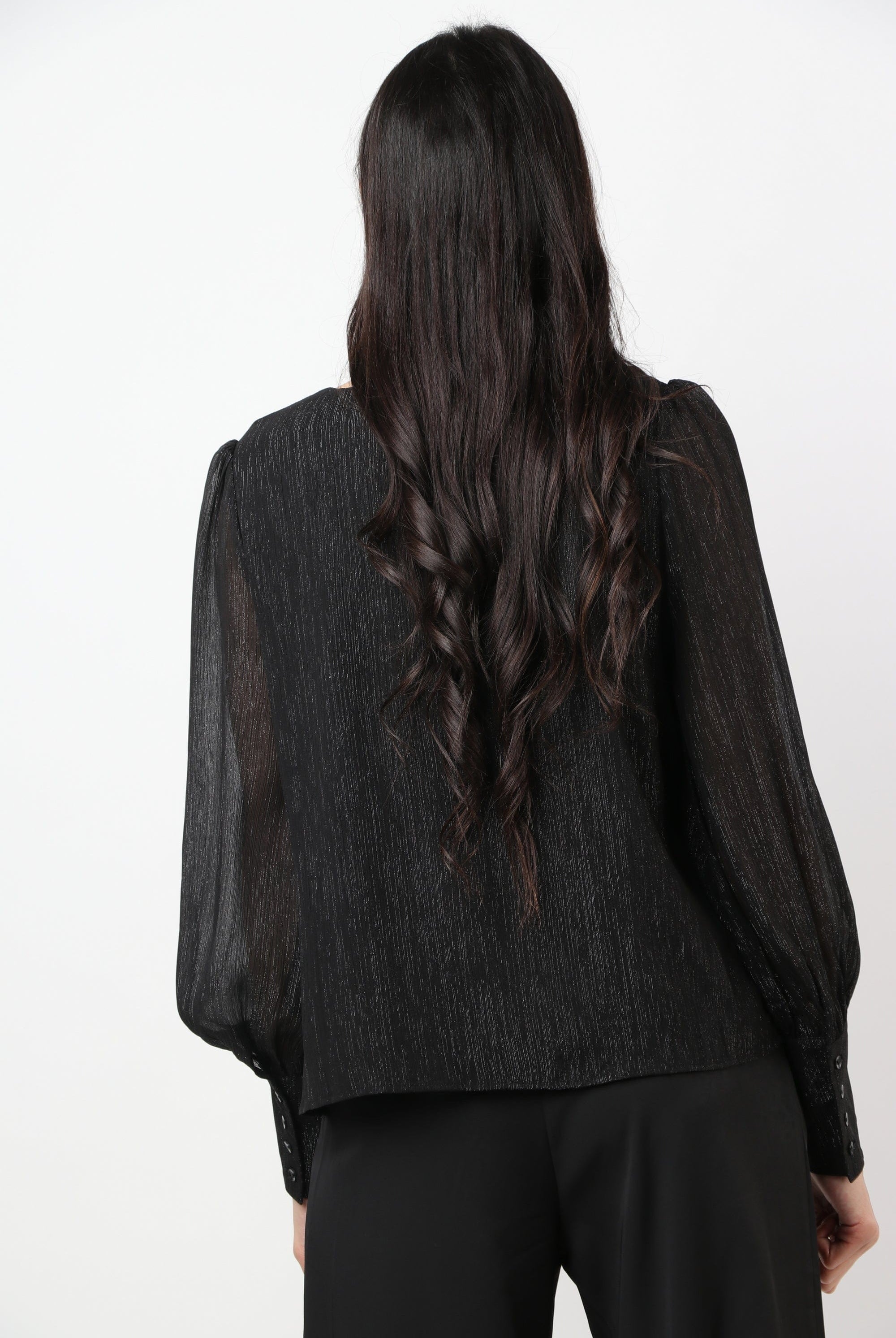 نتشي بلوزة سواريه سبعة كم طويل منفوخ بأكمام