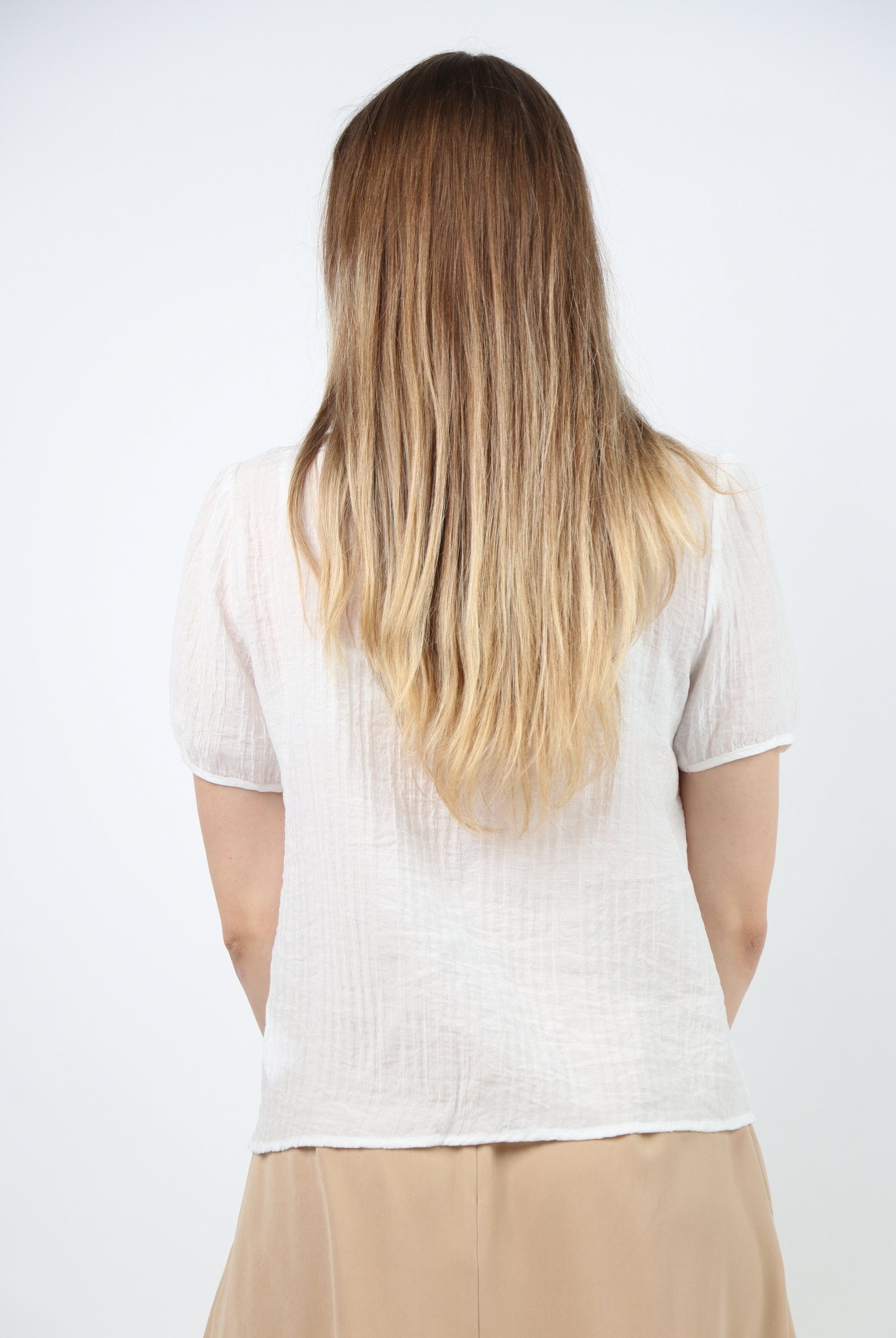 نتشي بلوزة رسمية كم قصير مزينة بدانتيل نسائي