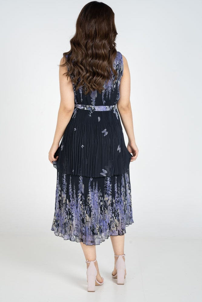 نتشي فستان ميدي مخمل ناعم طبقات