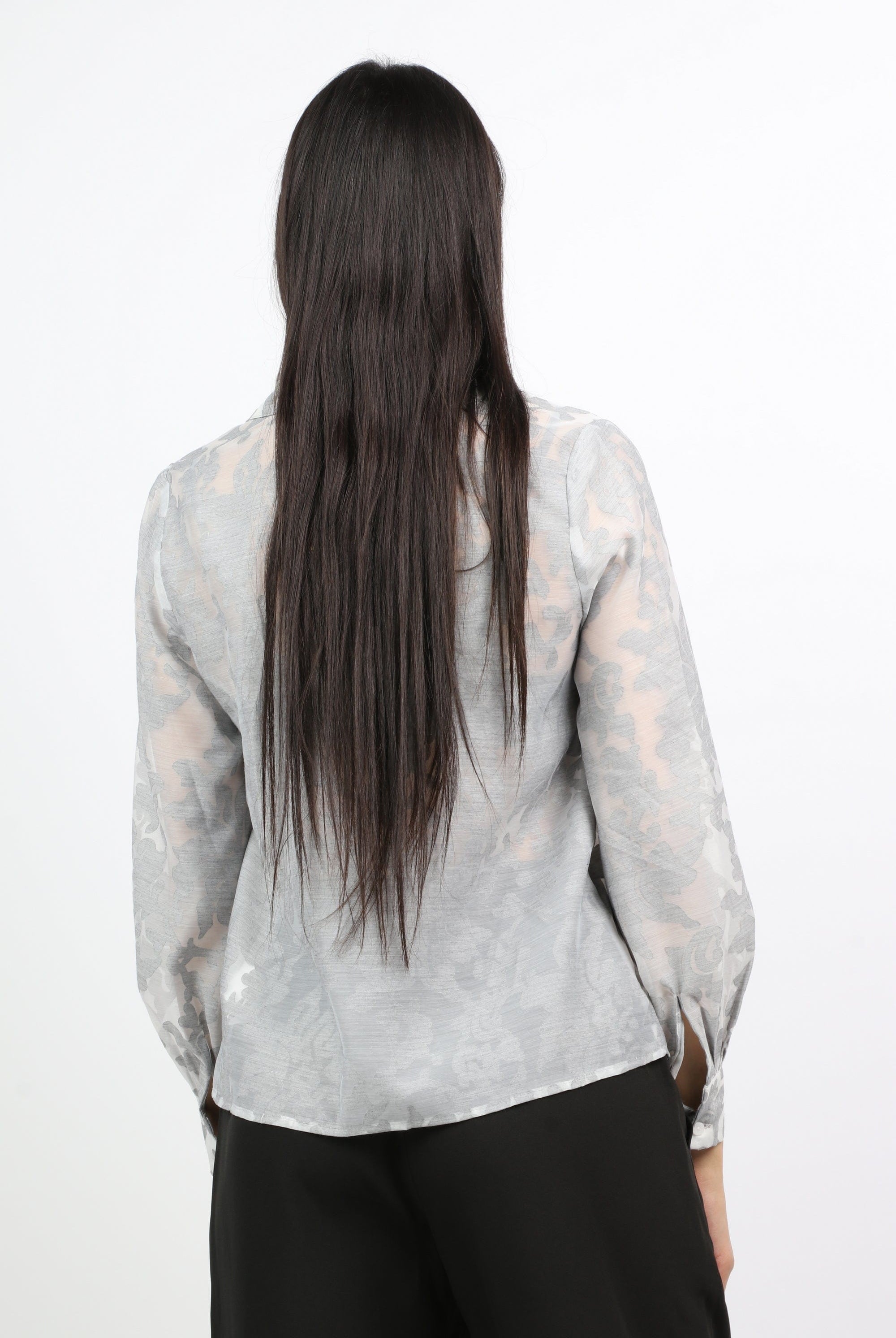 نتشي قميص نسائي شفاف بأكمام منفوخة