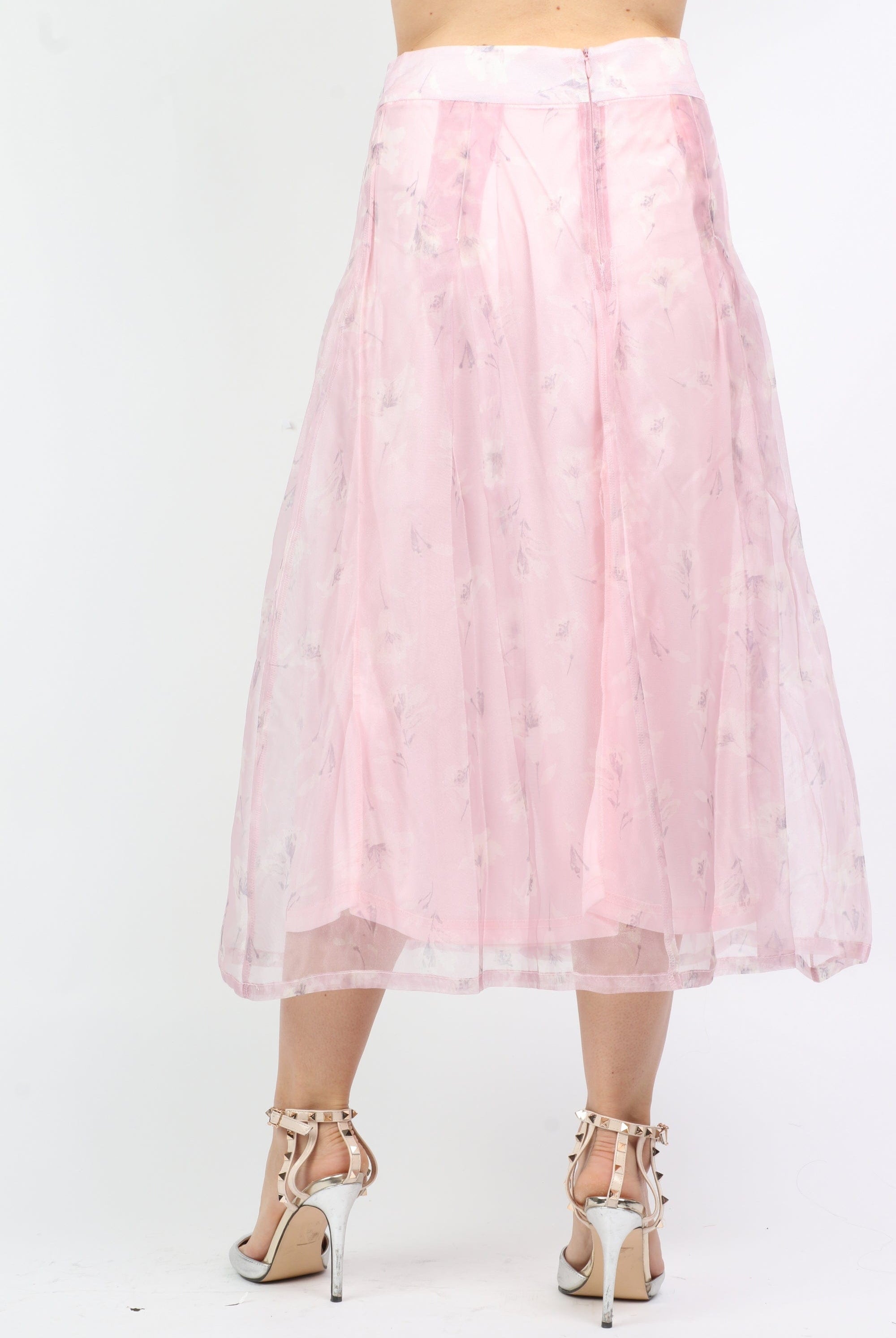 نتشي تنورة ميدي شيفون ناعمة بطبعة ورود كبيرة