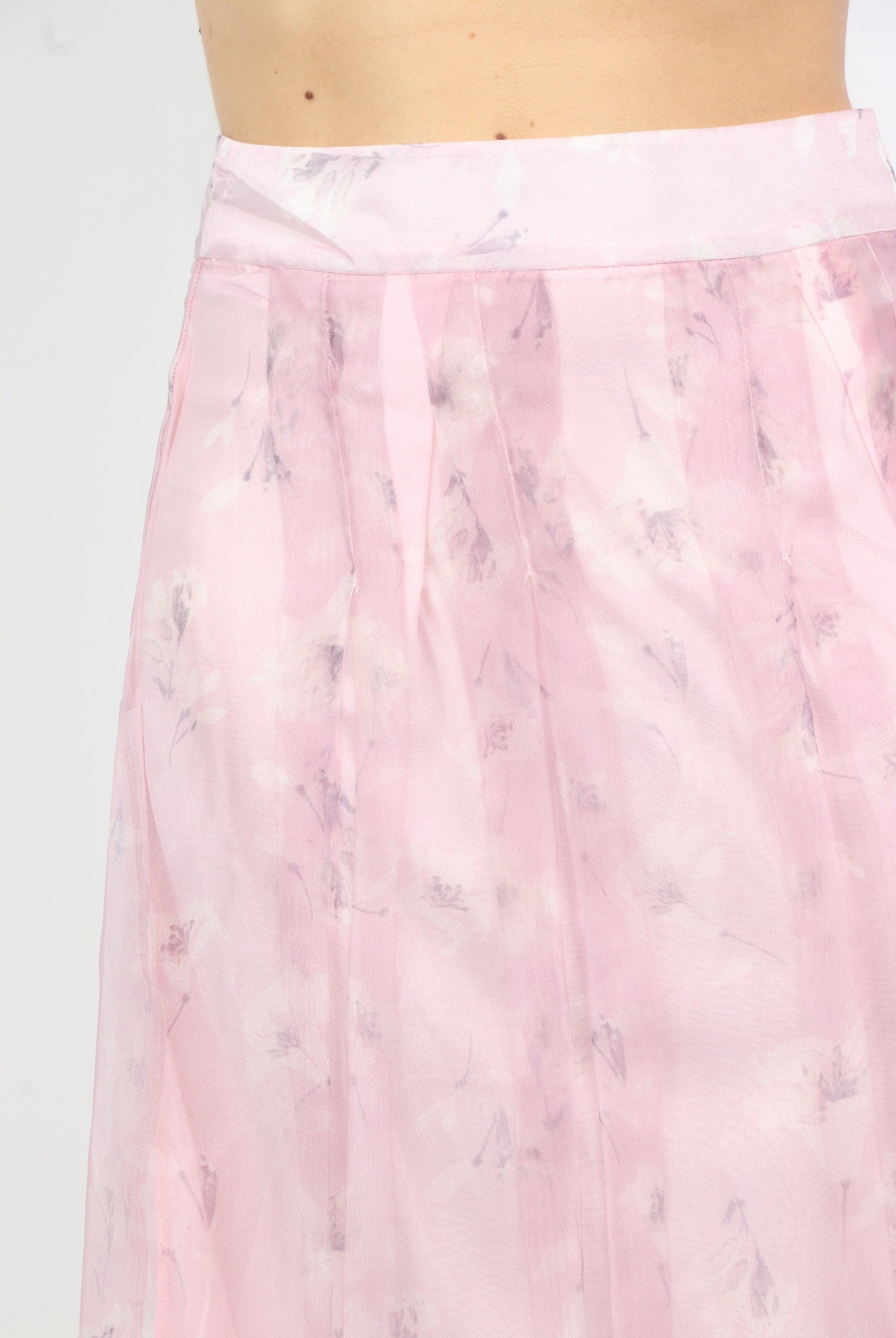 نتشي تنورة ميدي شيفون ناعمة بطبعة ورود كبيرة