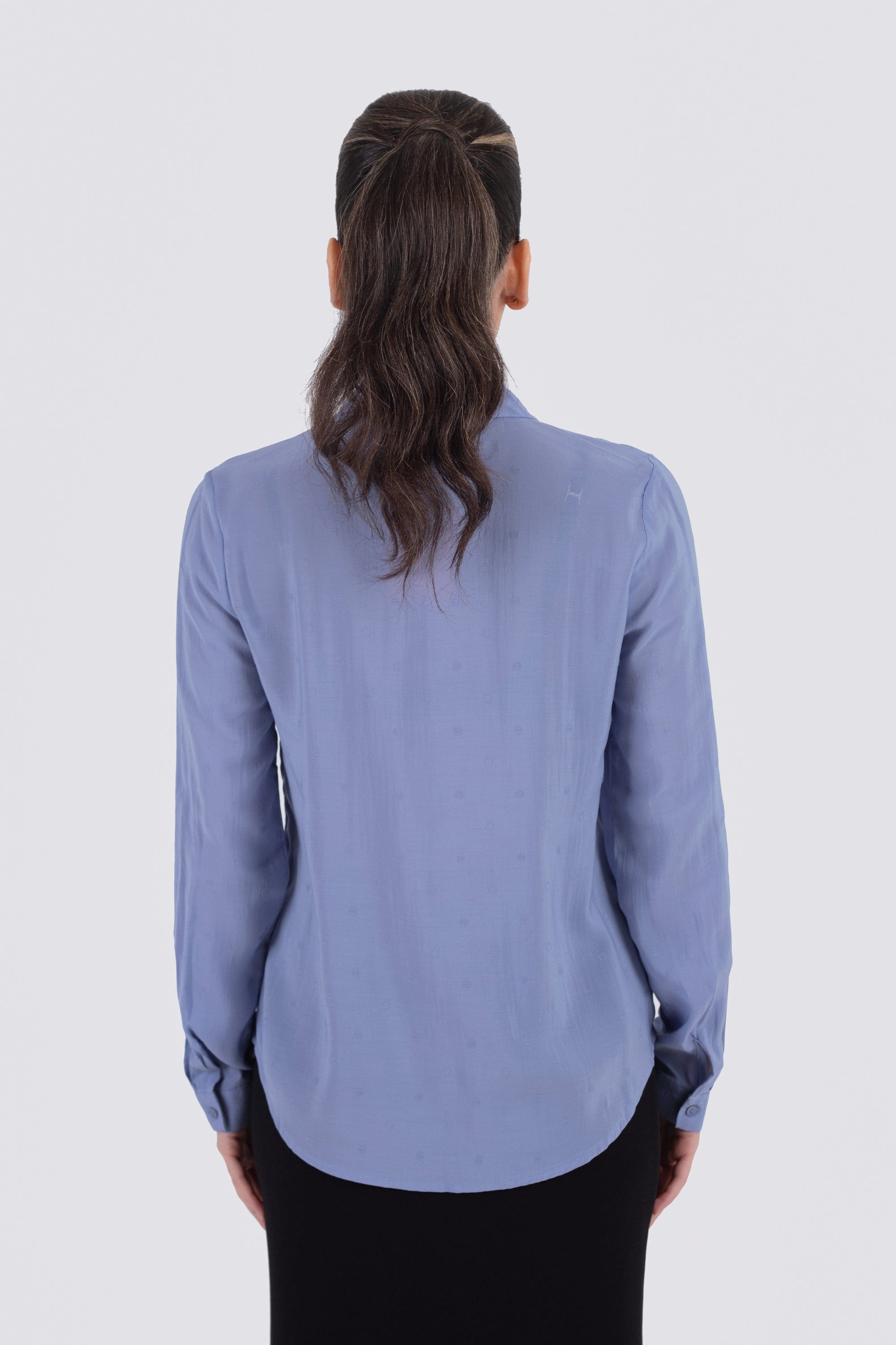 نتشي قميص قصة فرنسي مكشكش كم طويل نسائي