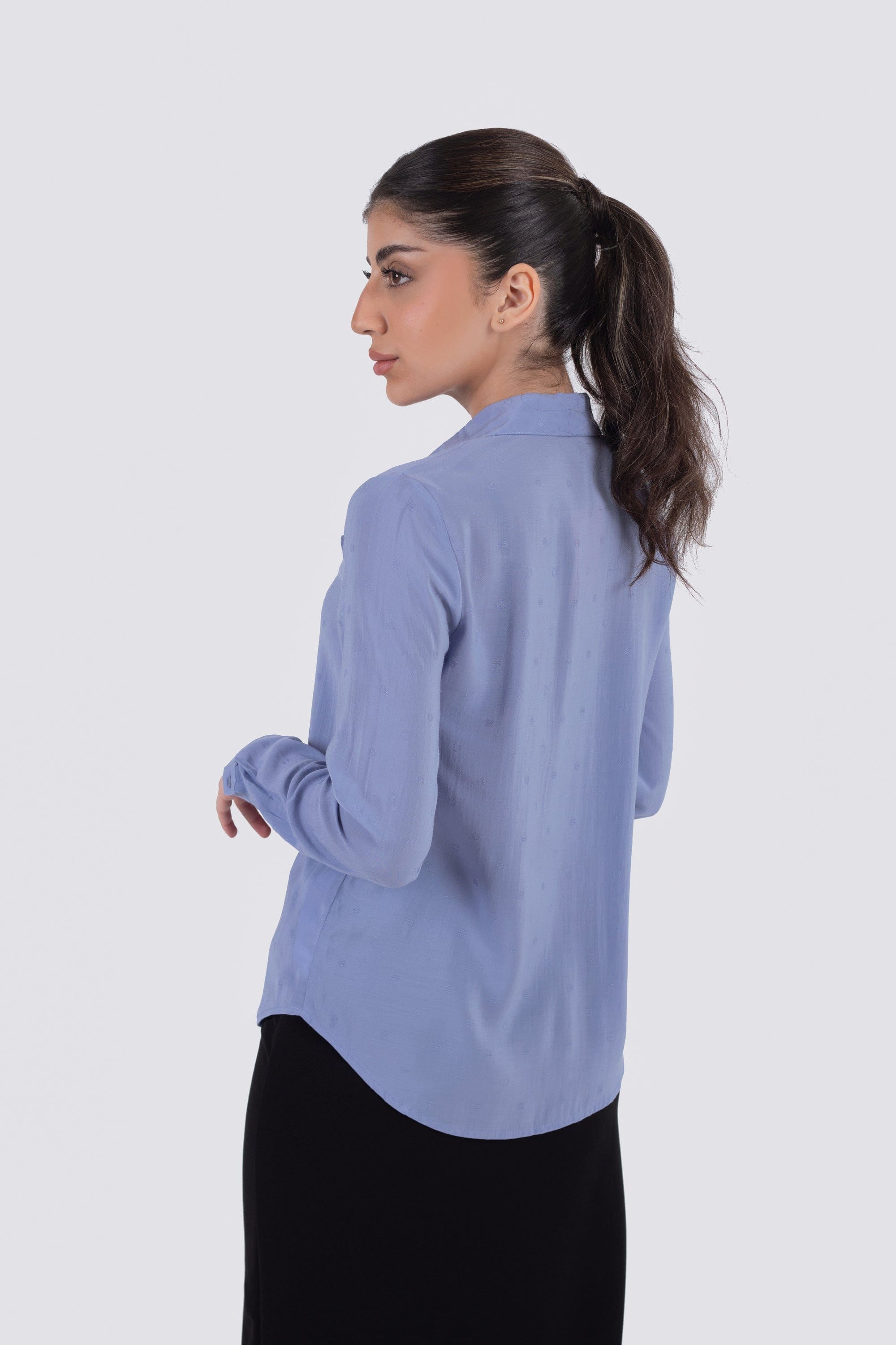 نتشي قميص قصة فرنسي مكشكش كم طويل نسائي