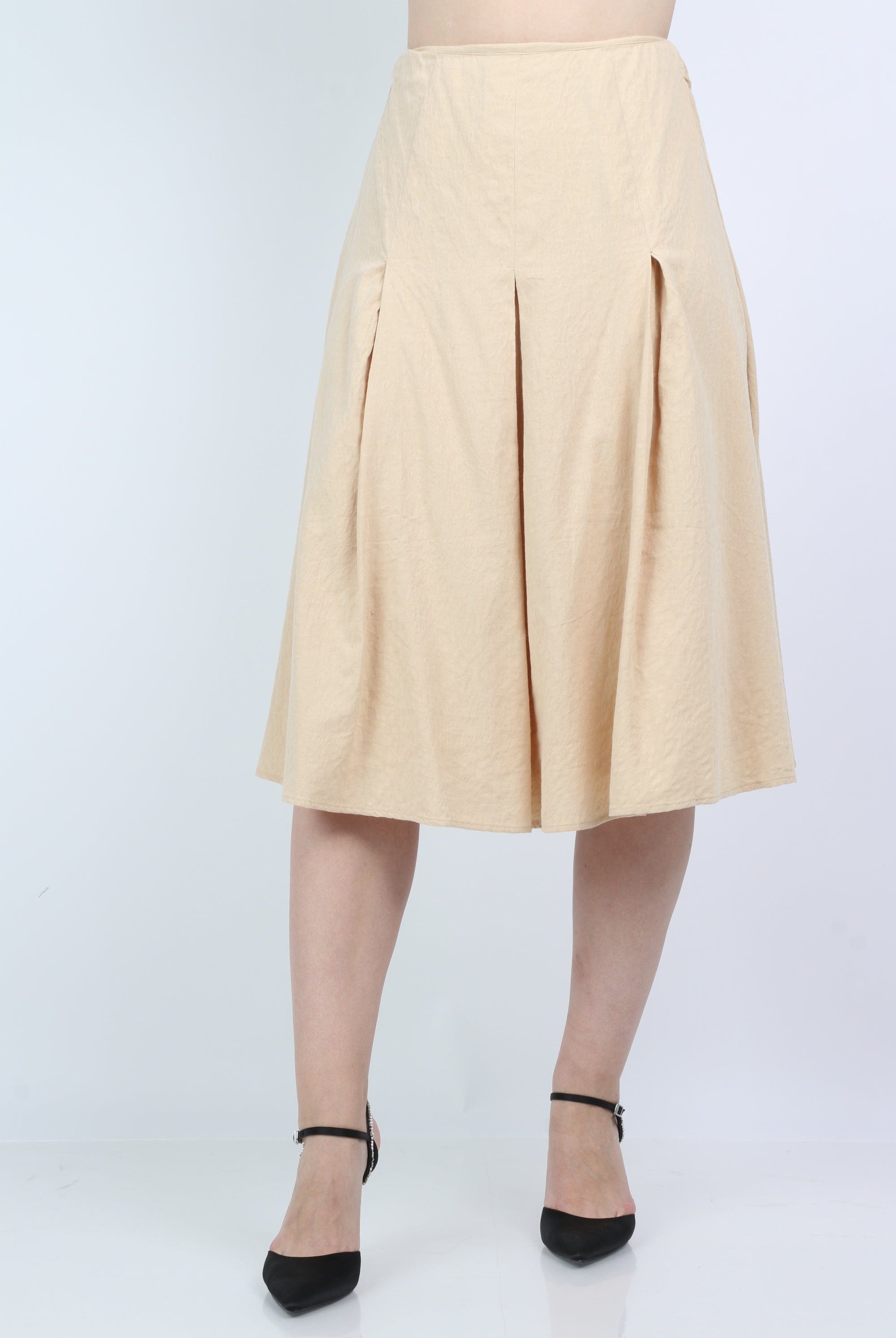 نتشي تنورة ميدي سادة رسمية مزينه بكسرات