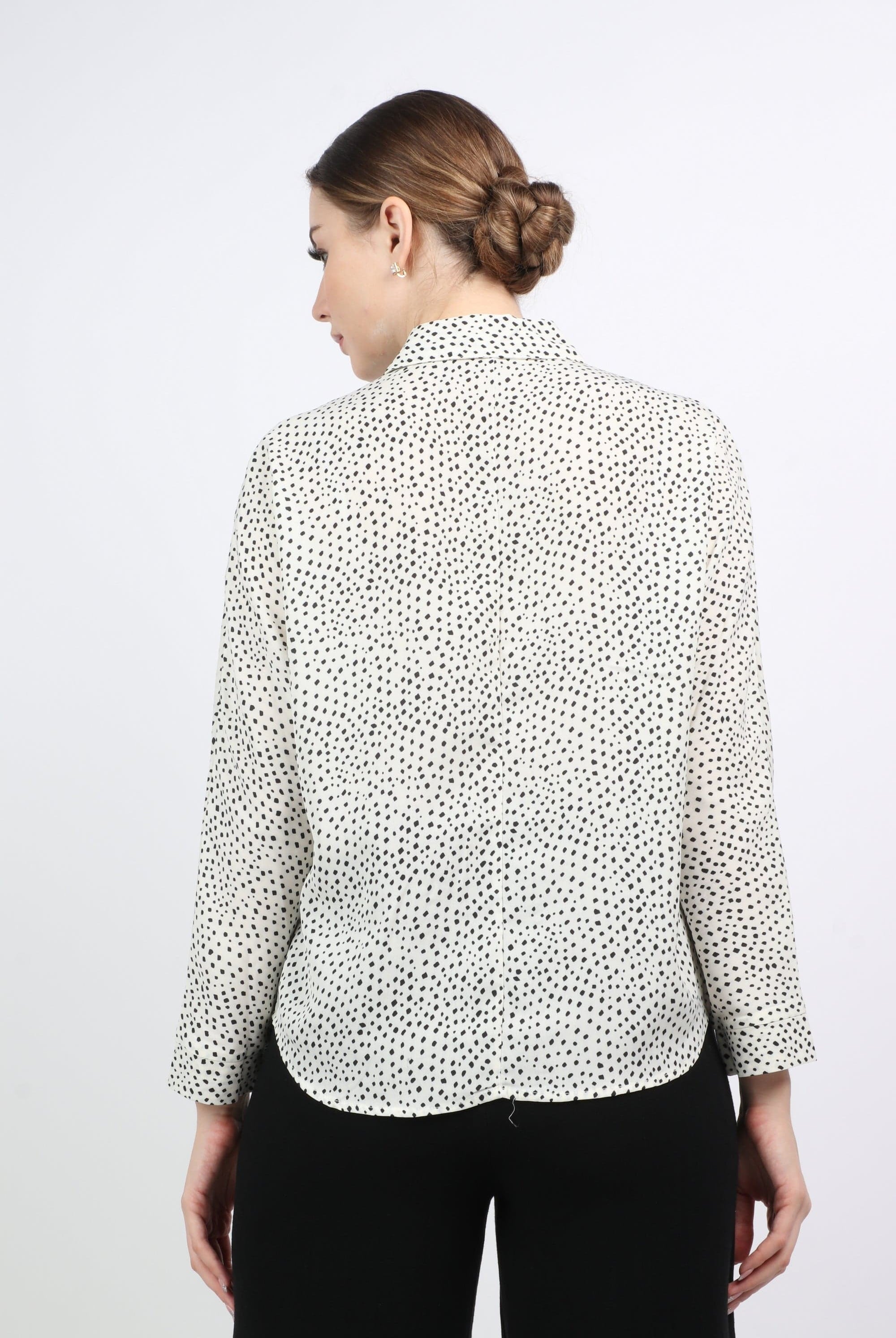 نتشي قميص منقط قصير كم طويل نسائي