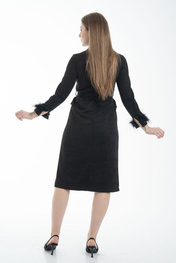 نتشي فستان ميدي رسمي بحزام علي الخصر