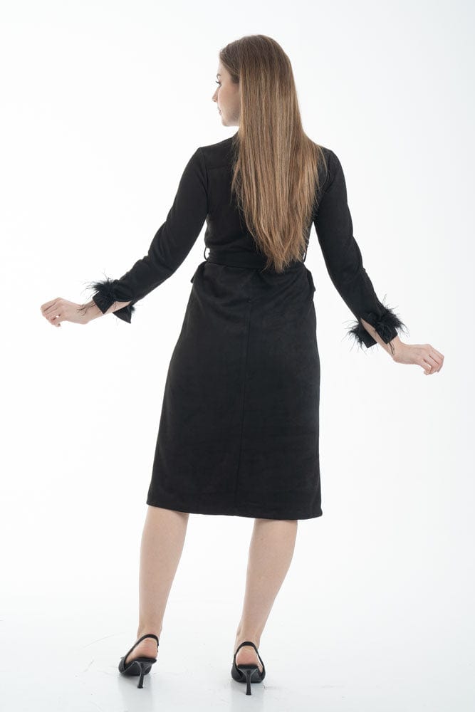 نتشي فستان ميدي رسمي بحزام علي الخصر