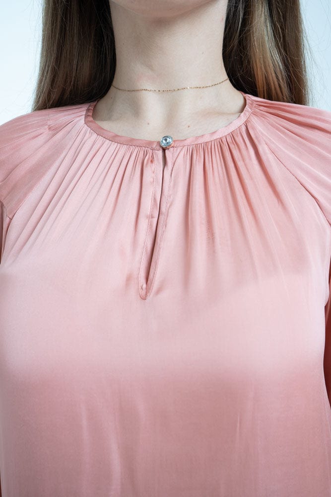 نتشي بلوزة لميع نسائية بكشكشة على الصدر