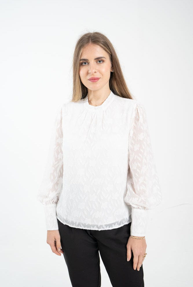 نتشي بلوزة نسائية رسمية بكشكشة على الكتف