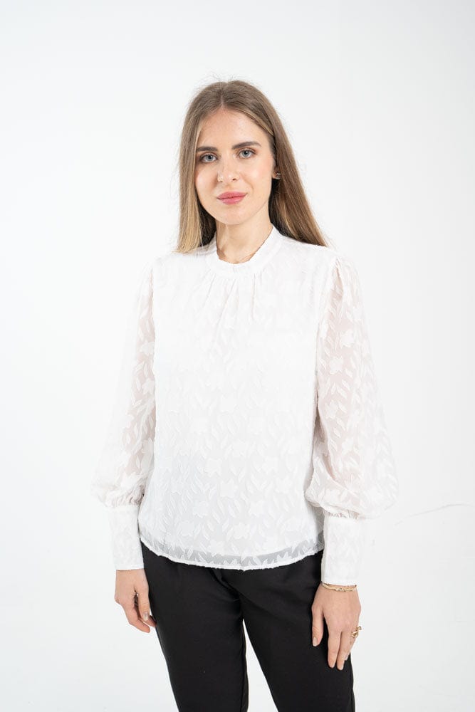 نتشي بلوزة نسائية رسمية بكشكشة على الكتف