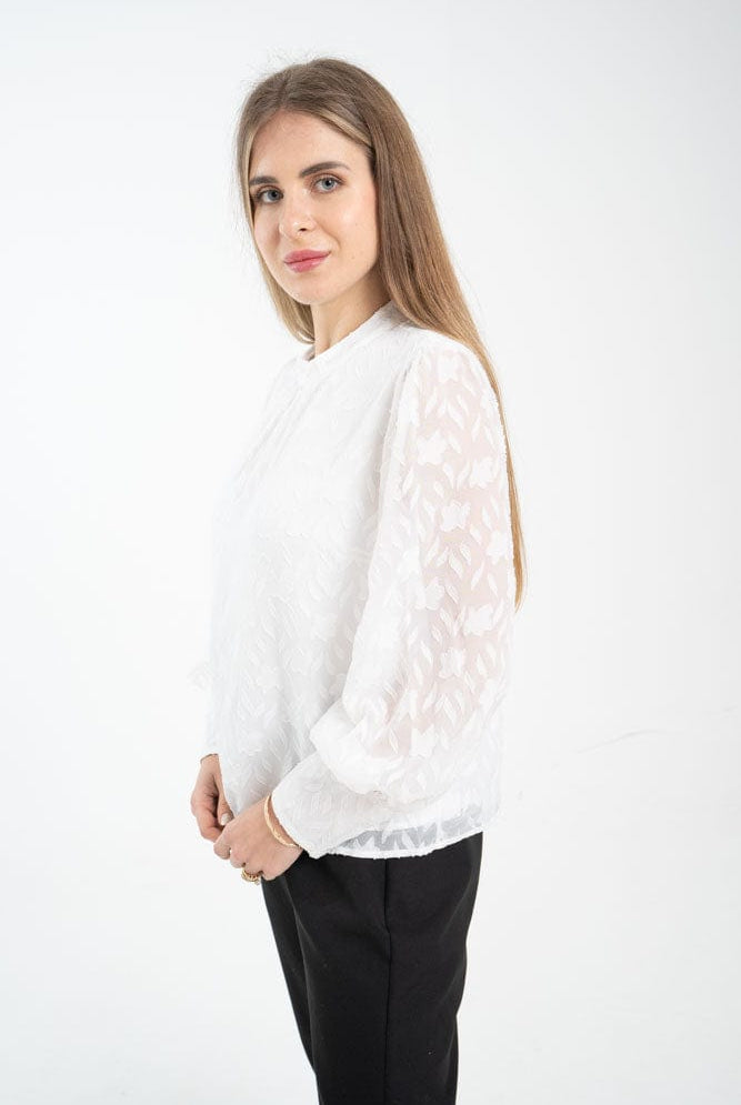 نتشي بلوزة نسائية رسمية بكشكشة على الكتف