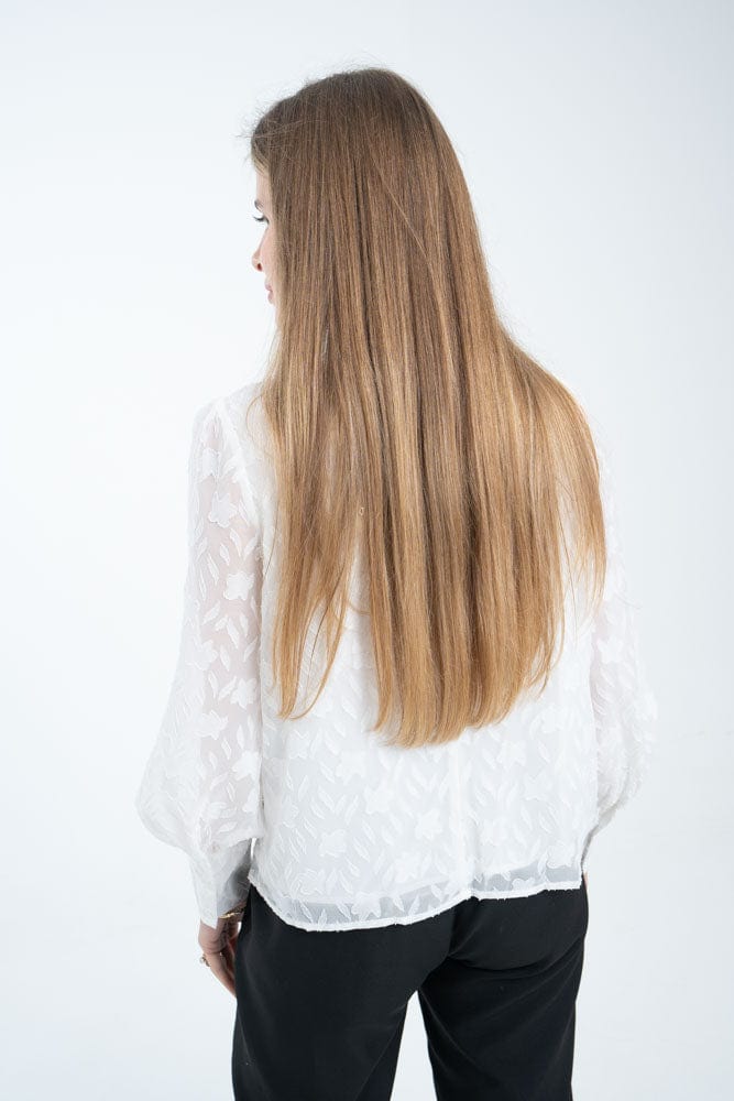 نتشي بلوزة نسائية رسمية بكشكشة على الكتف