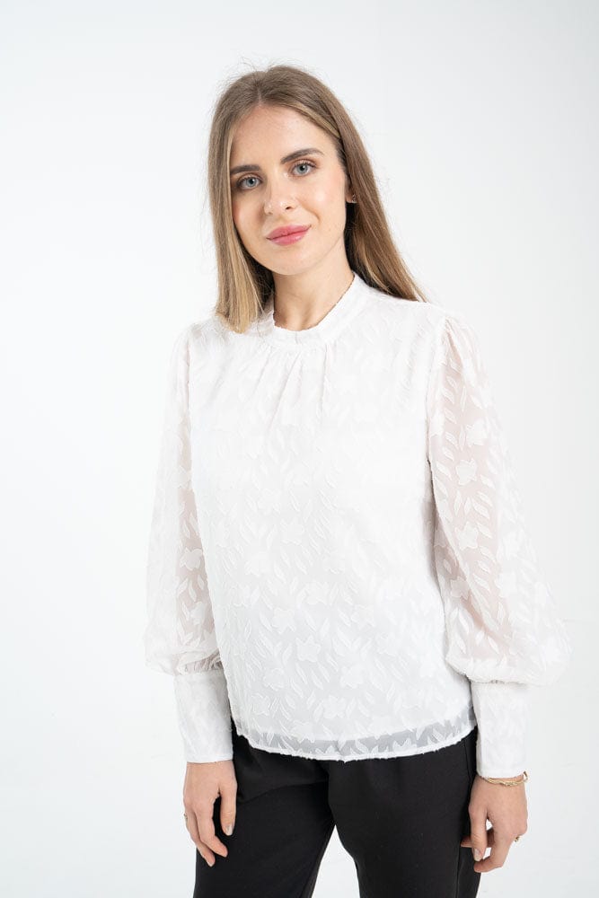 نتشي بلوزة نسائية رسمية بكشكشة على الكتف