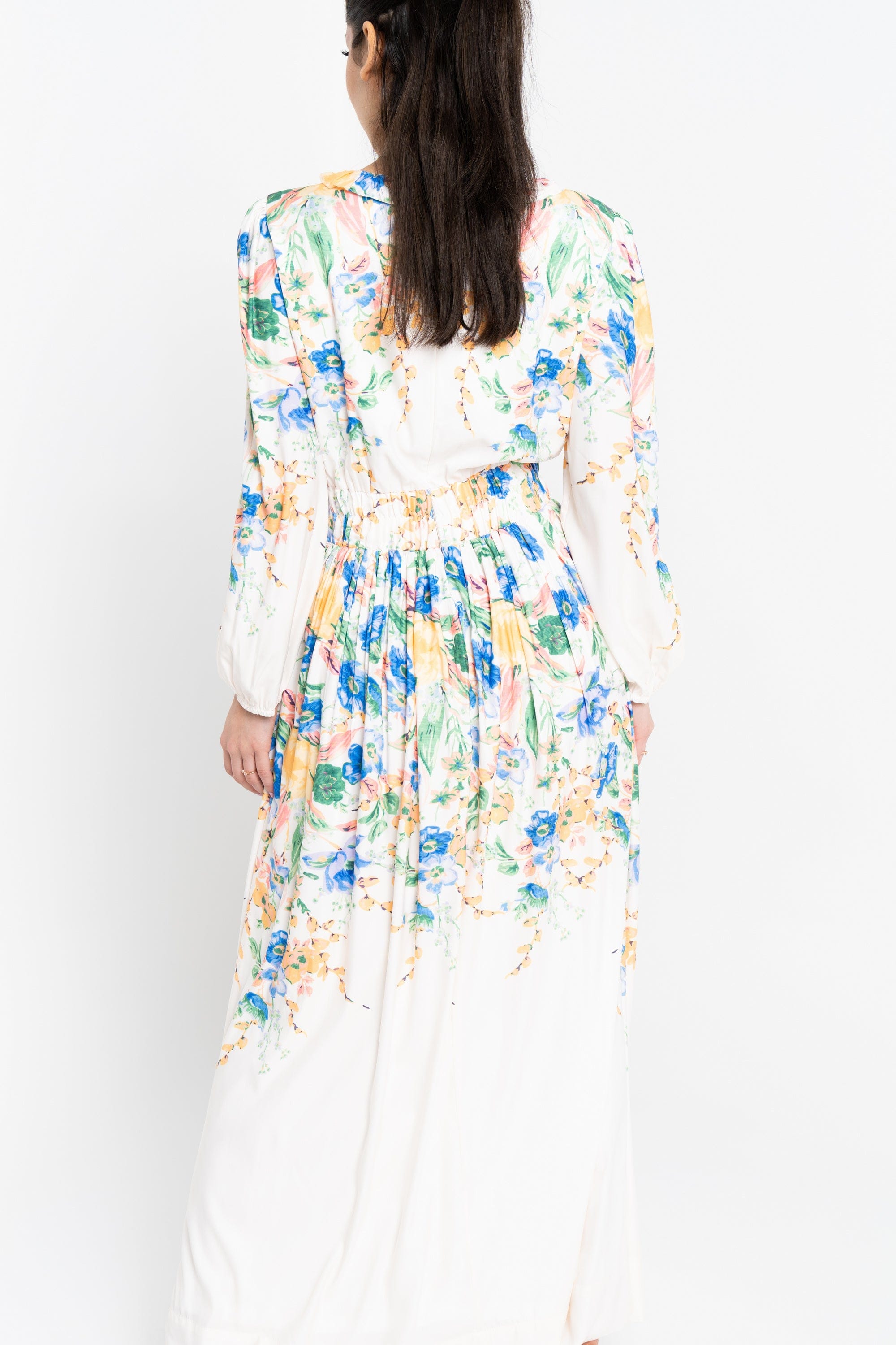 نتشي فستان ماكسي مورد كم طويل نسائي