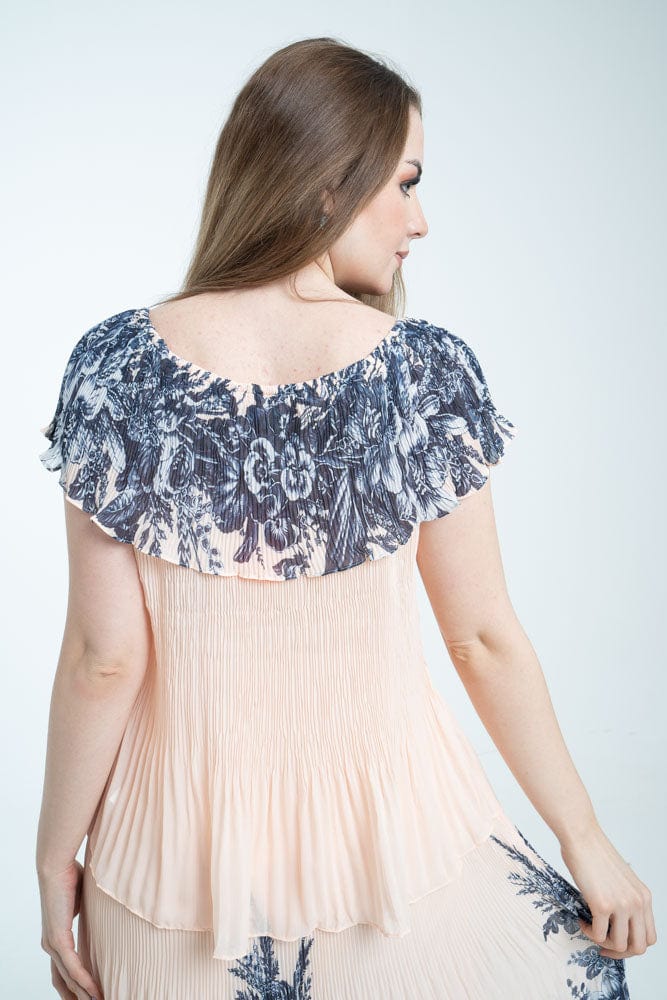 نتشي بلوزة اوف شولدر نسائية بليسية على الصدر والكم