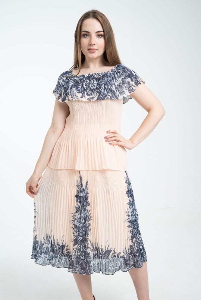 نتشي بلوزة اوف شولدر نسائية بليسية على الصدر والكم