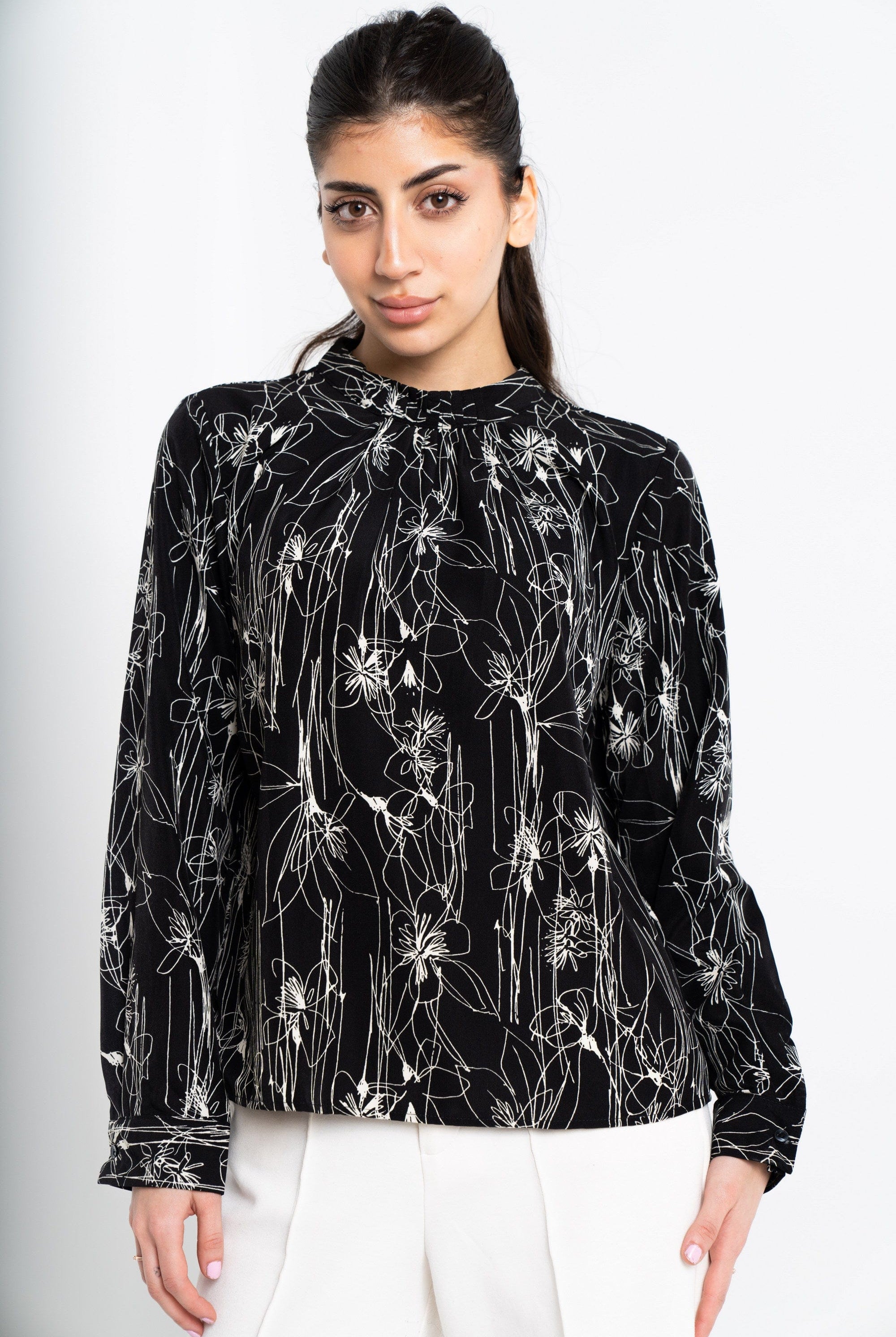 نتشي توب مشجر كم طويل نسائي