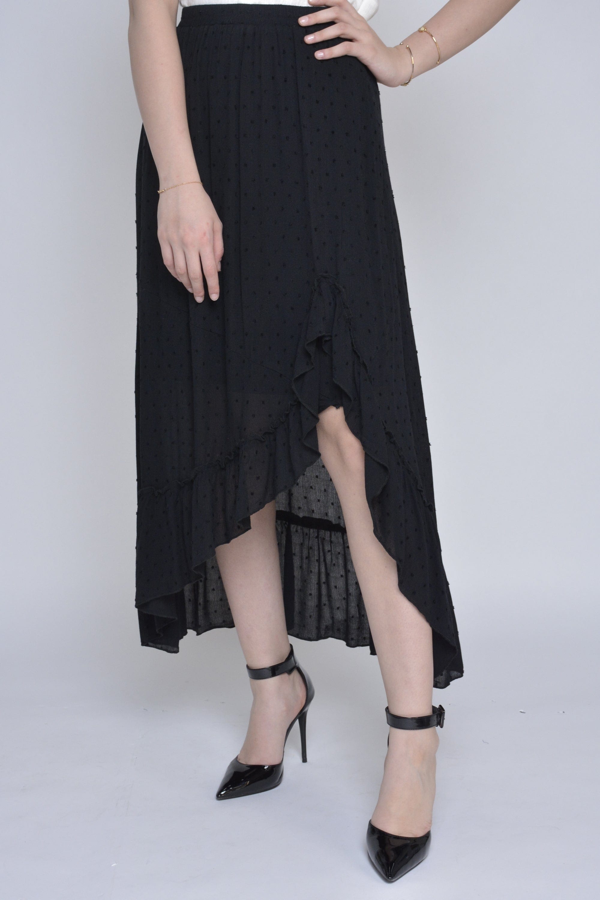 نتشي تنورة شيفون طويلة مرفوعة من الجنب هاي ويست نسائية