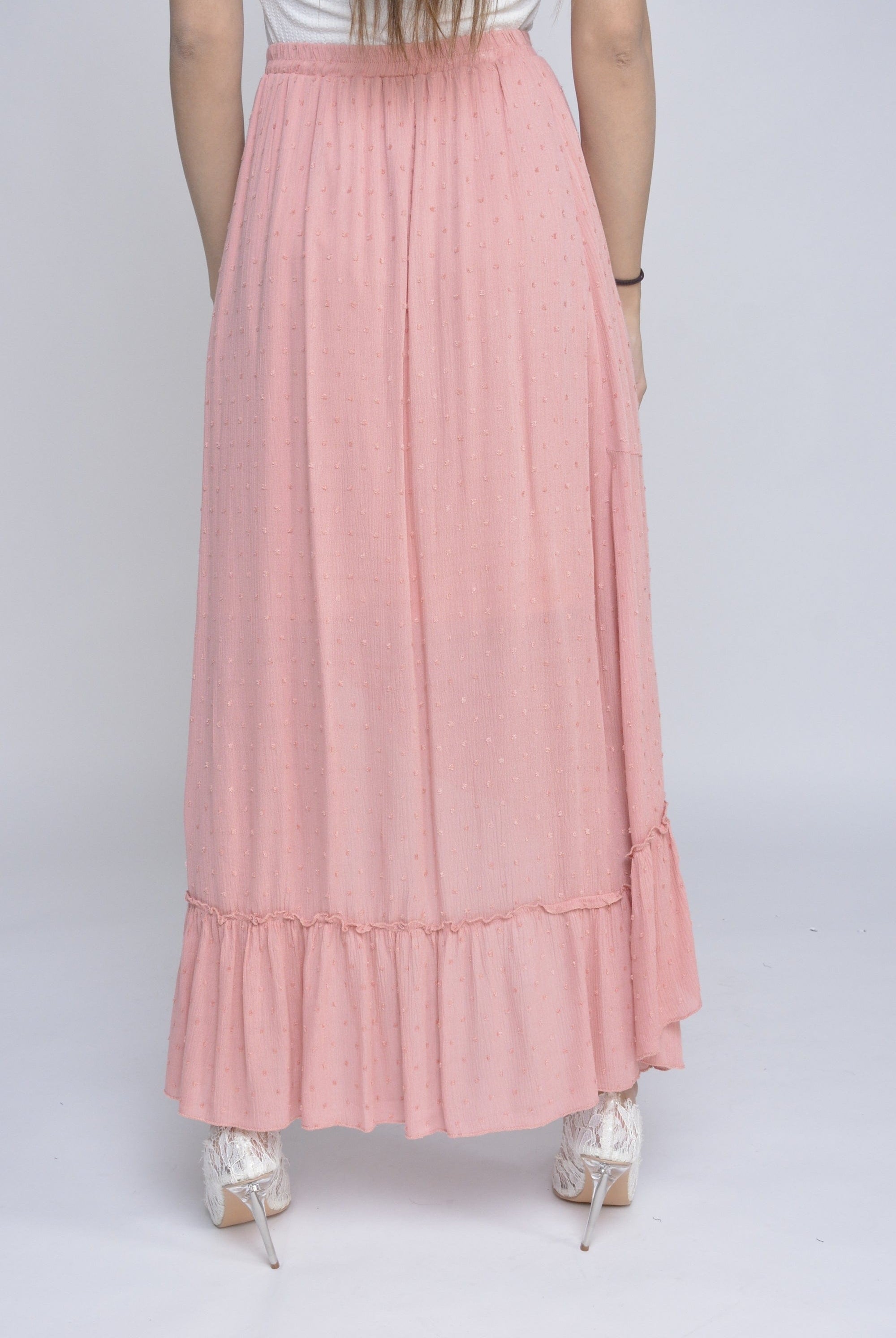 نتشي تنورة شيفون طويلة مرفوعة من الجنب هاي ويست نسائية