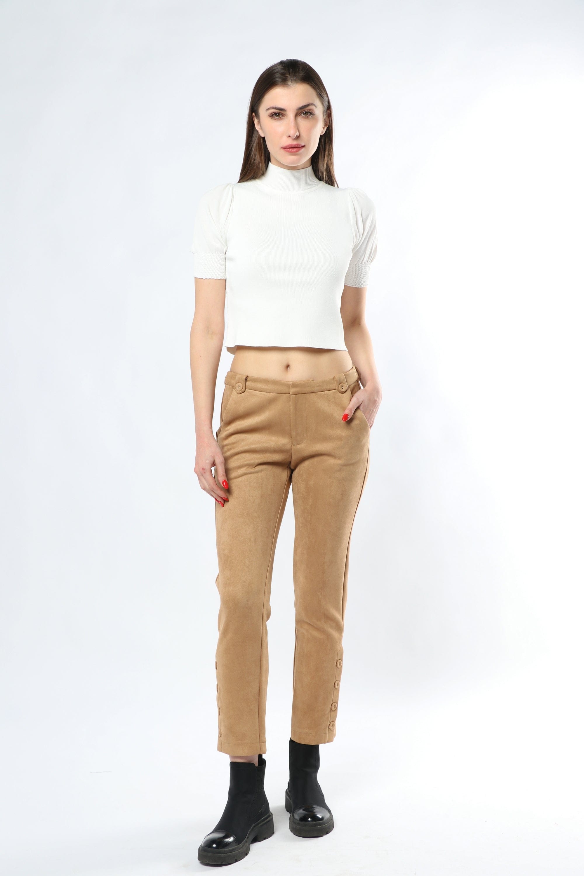 نتشي بنطلون بأزرار من أسفل طويل نسائي