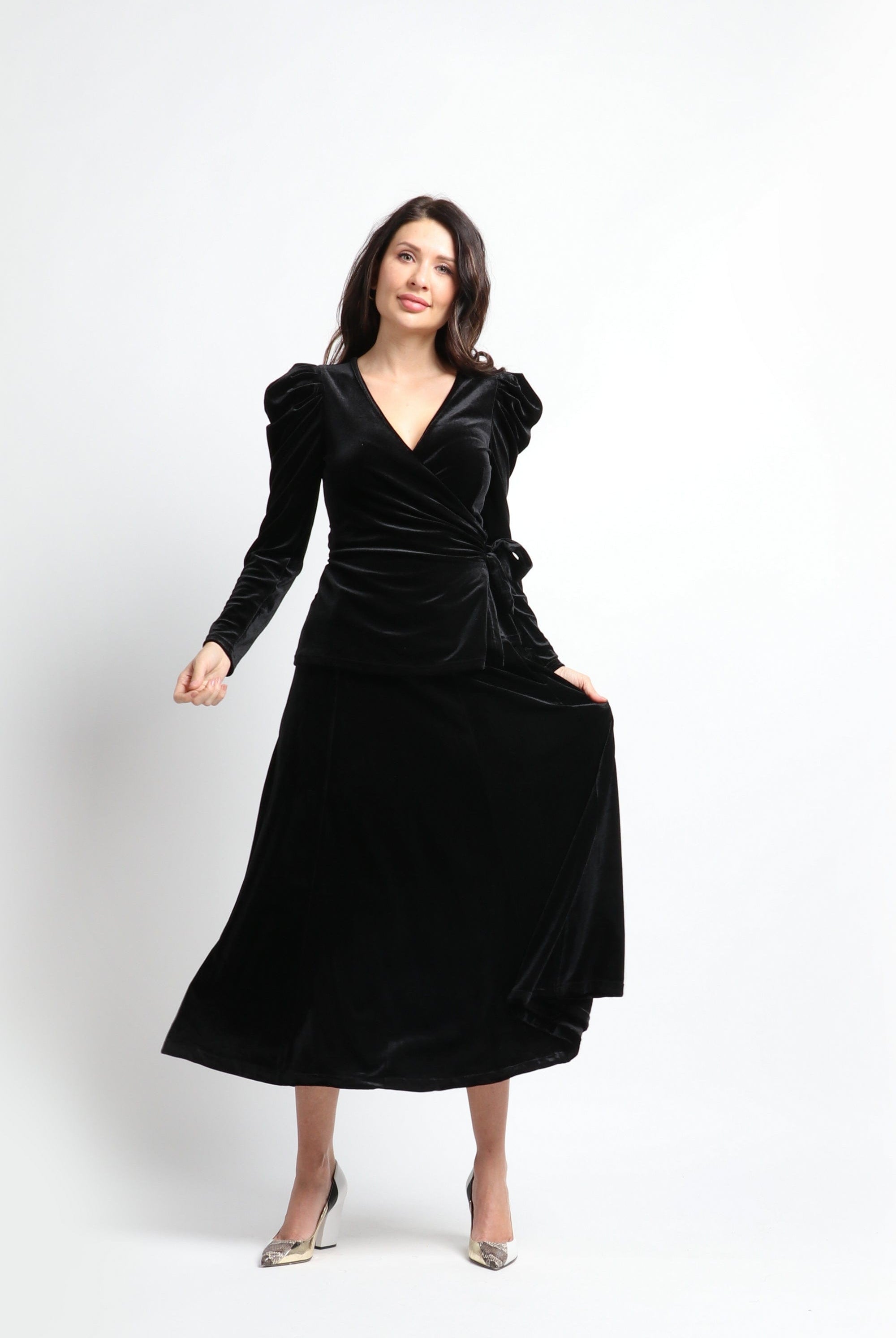 نتشي تنورة ماكسي سادة واسعة نسائي