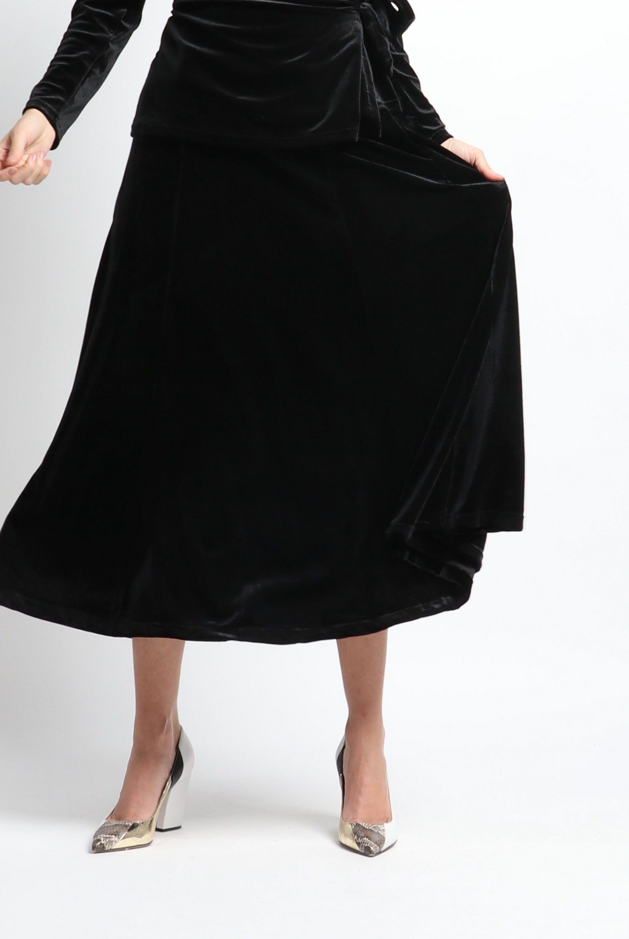 نتشي تنورة ماكسي سادة واسعة نسائي