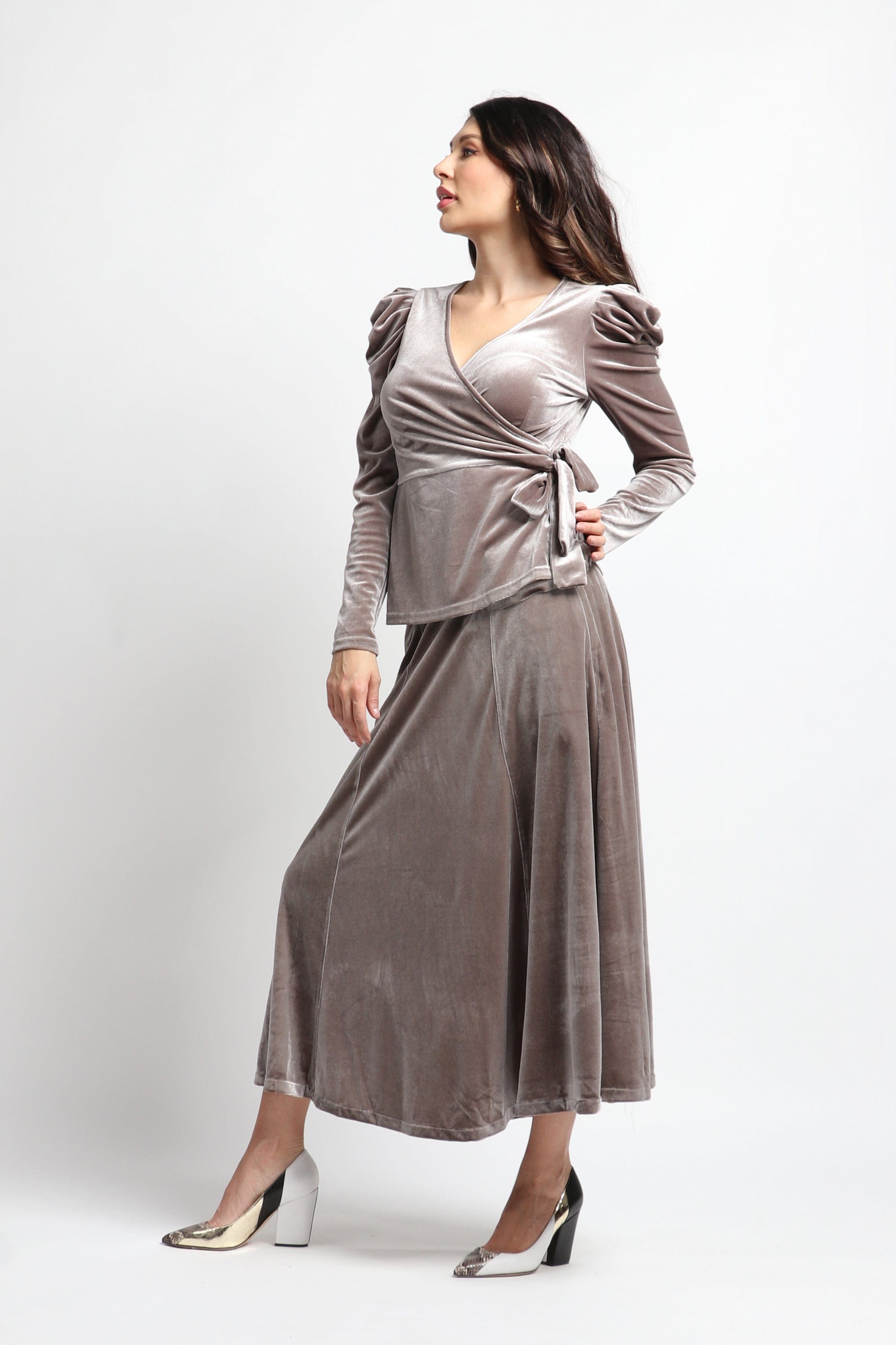 نتشي تنورة ماكسي سادة واسعة نسائي