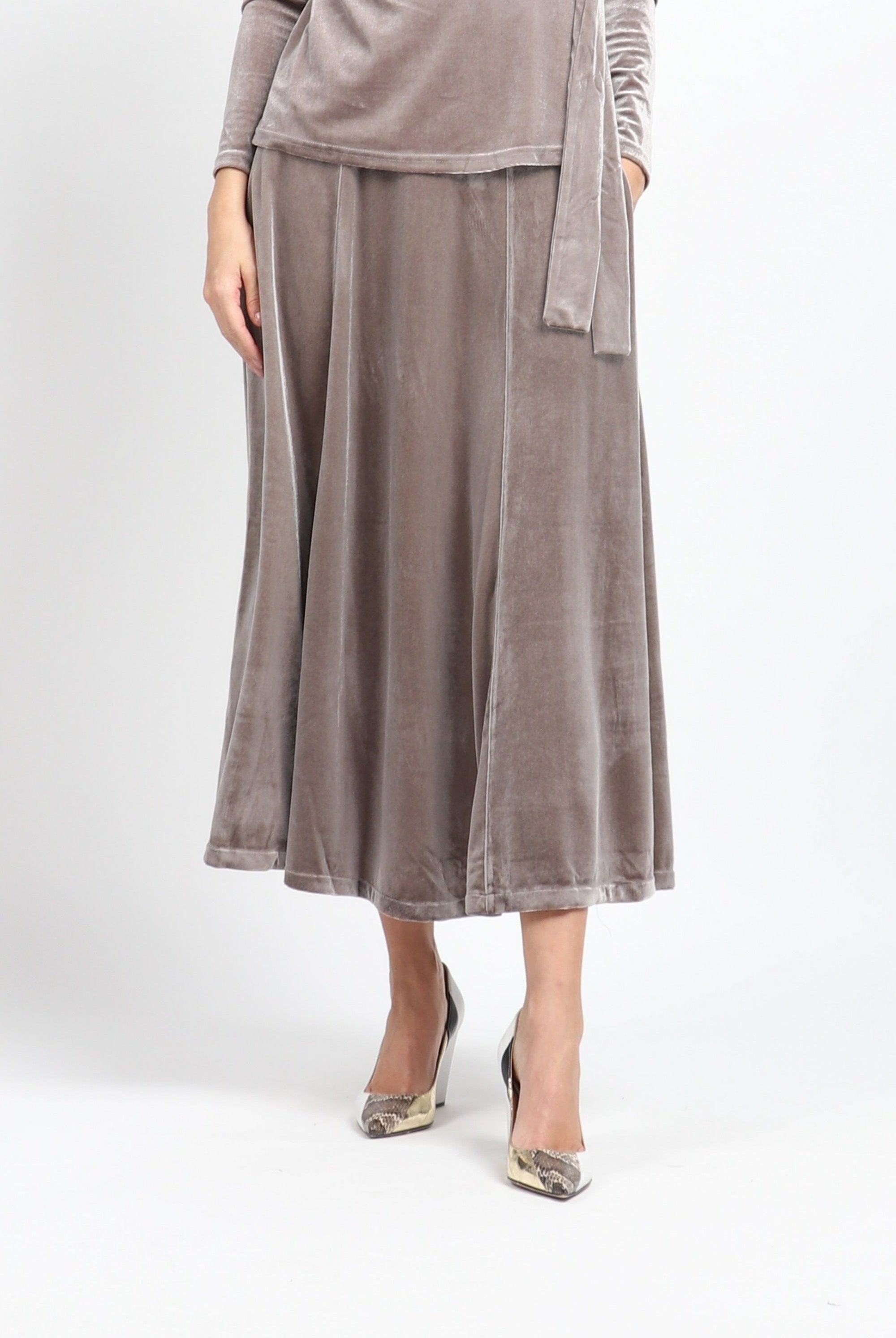 نتشي تنورة ماكسي سادة واسعة نسائي